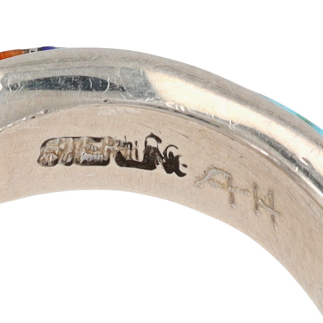 Aldora M. Henry Navajo Sterling Multi-Stone Inlay Ring Sz 7