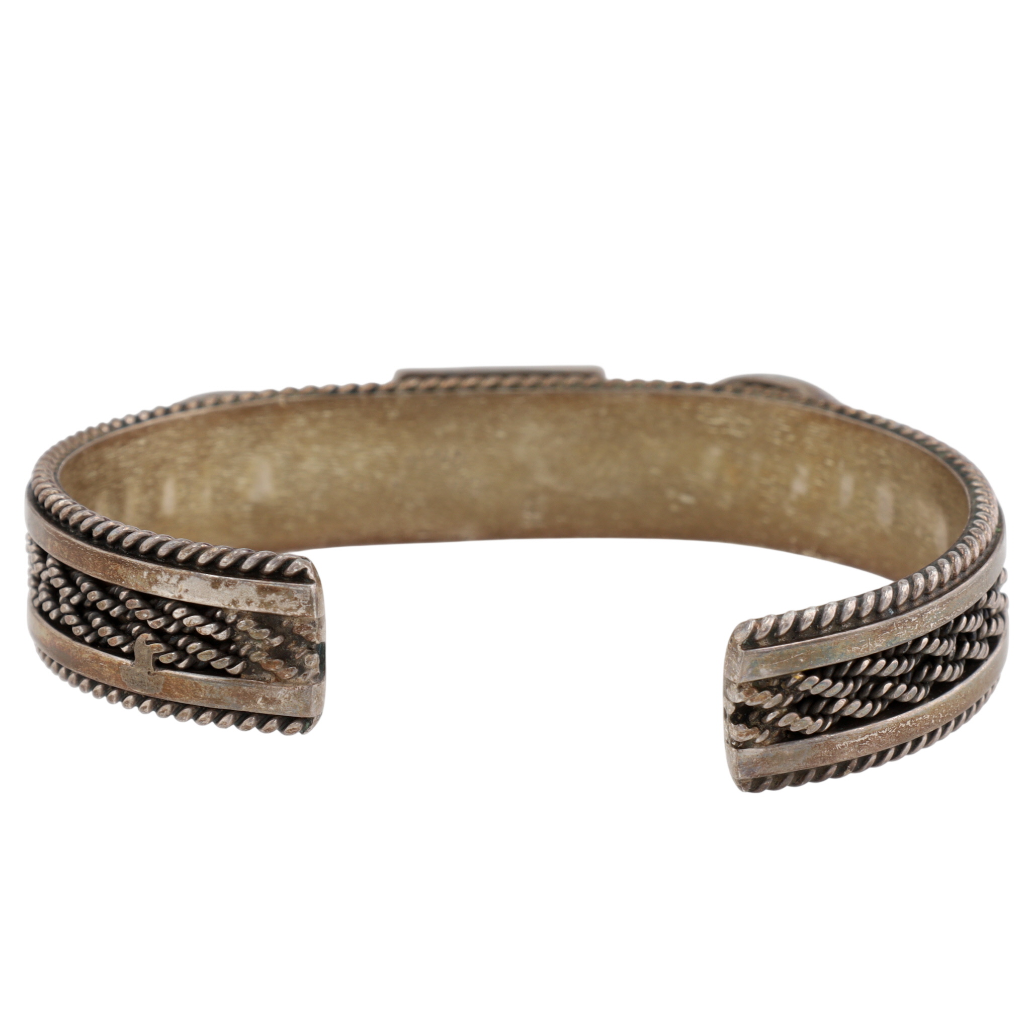 Franklin & Verna Tahe Navajo Sterling Gaspeite Cuff Bracelet