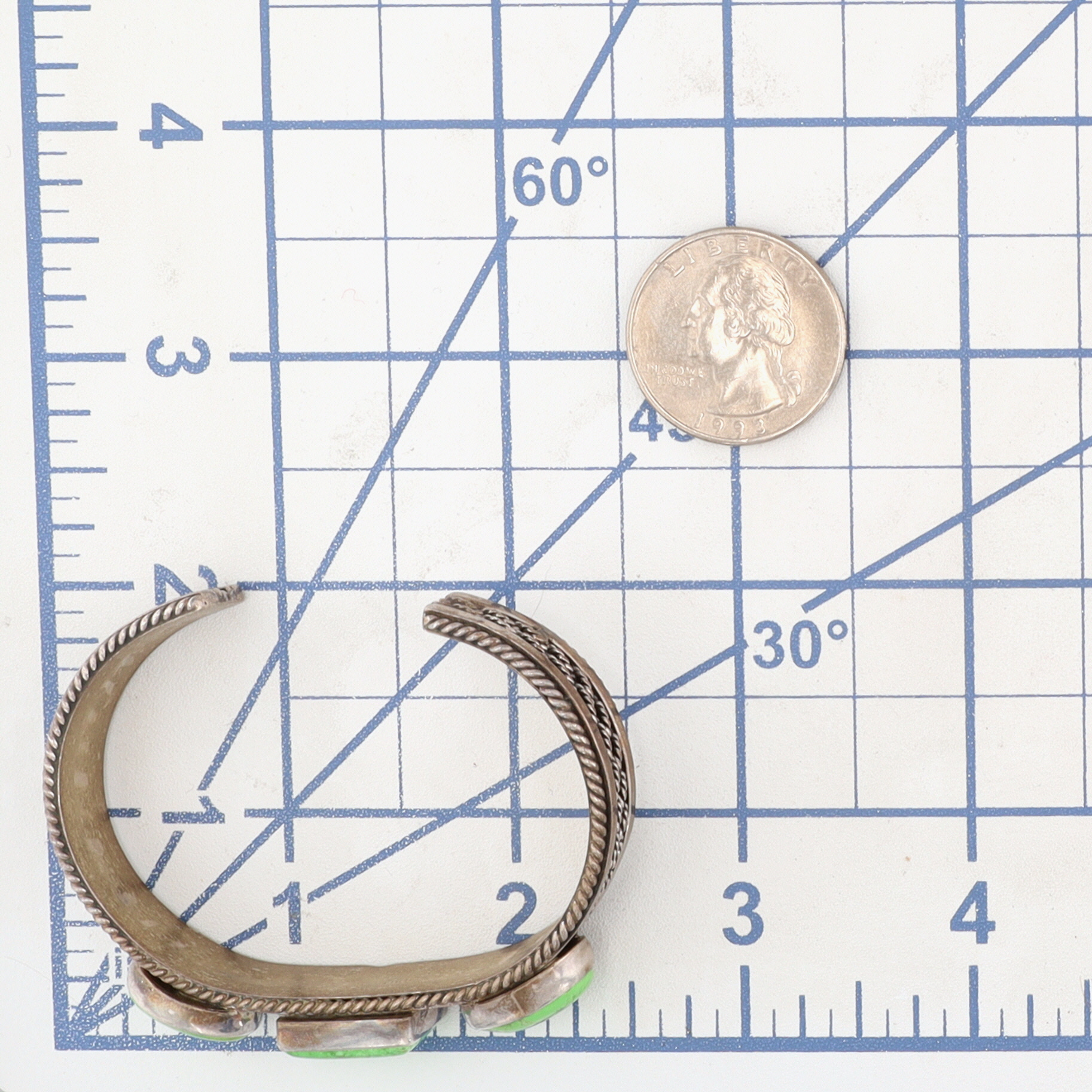 Franklin & Verna Tahe Navajo Sterling Gaspeite Cuff Bracelet