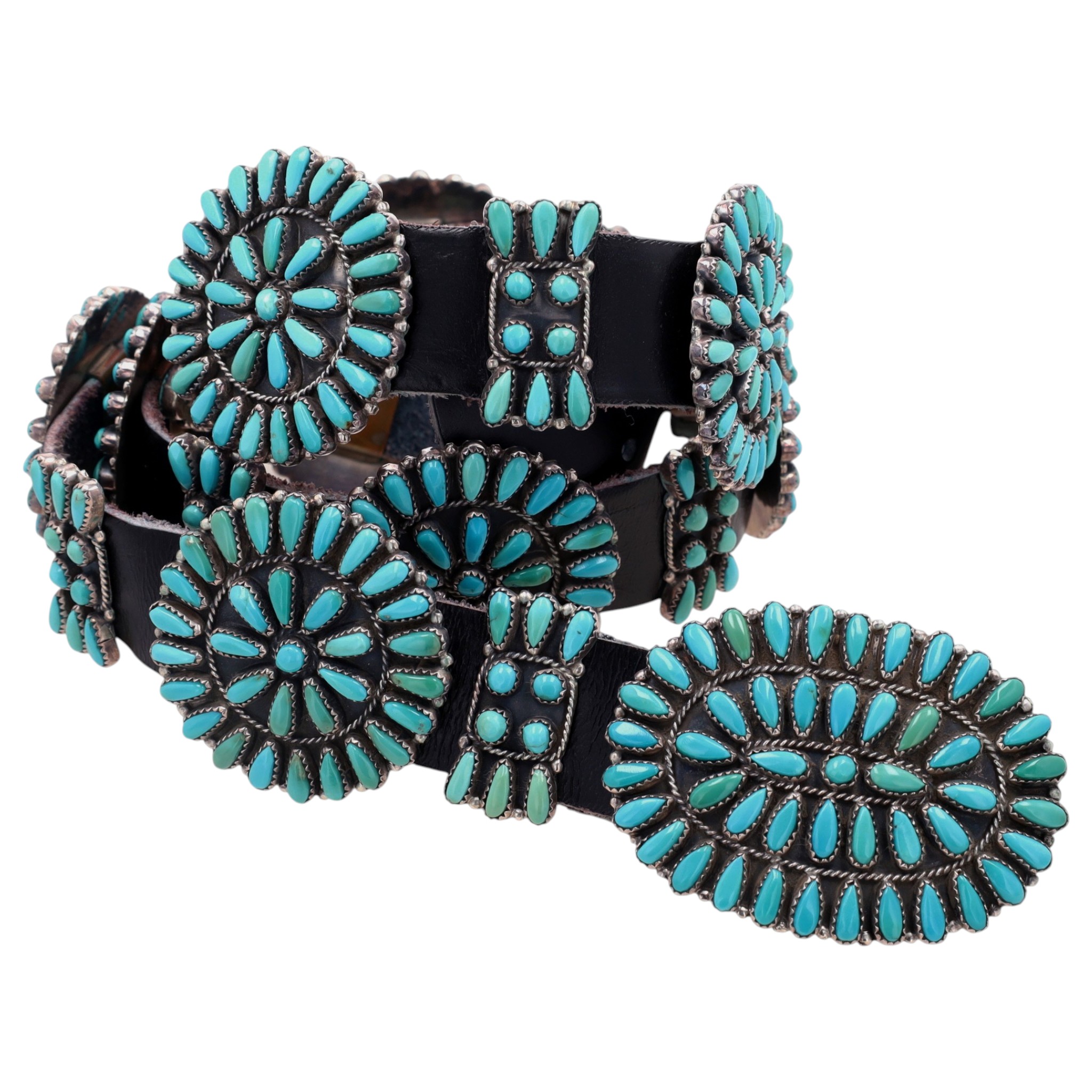 Wow! Paul Jones Navajo Sterling Turquoise Cluster Concho Belt