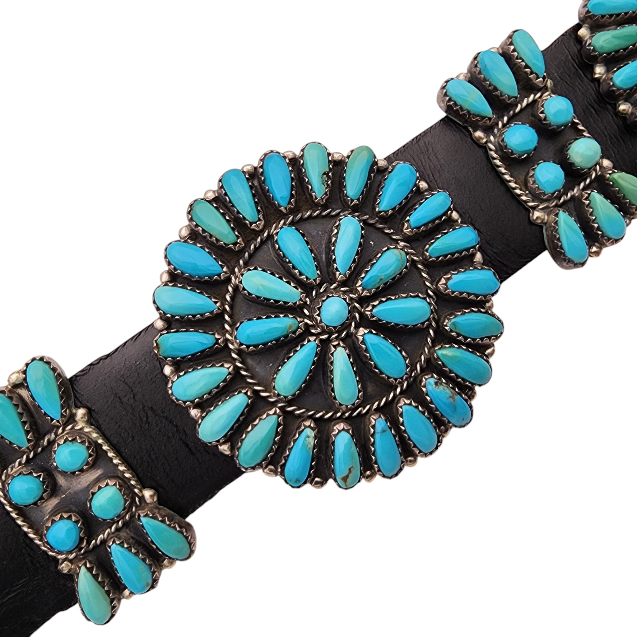 Wow! Paul Jones Navajo Sterling Turquoise Cluster Concho Belt