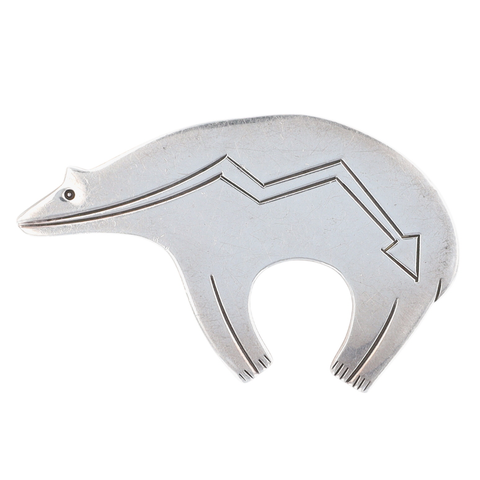Vintage Navajo Sterling Heartline Bear Brooch
