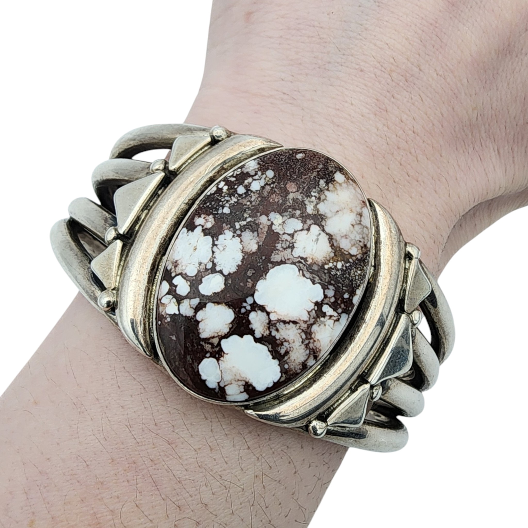 Allison Snowhawk Lee Navajo Sterling Wild Horse Magnesite Cuff Bracelet