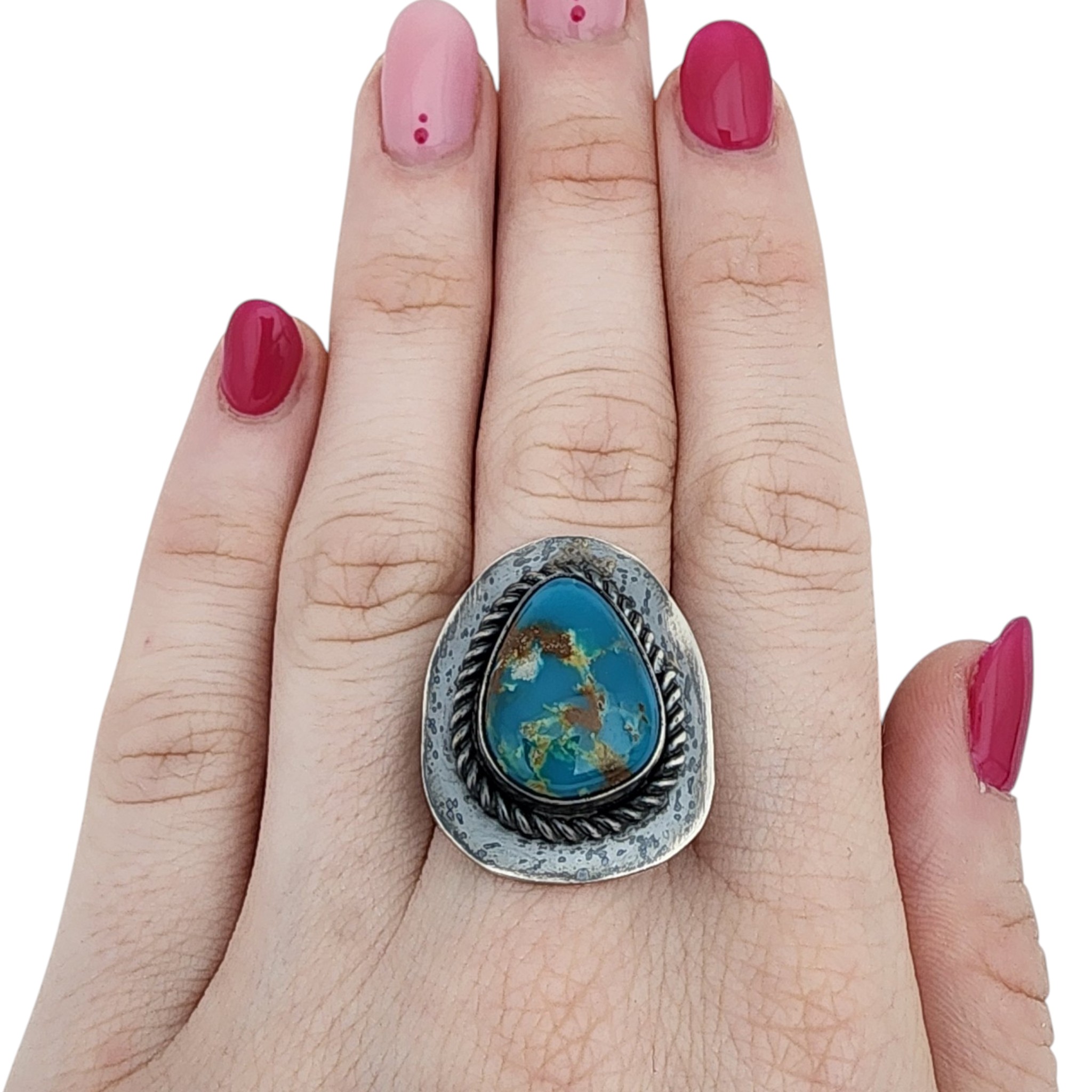 Bessie Skeets Navajo Sterling Royston Turquoise Ring Sz 9.5
