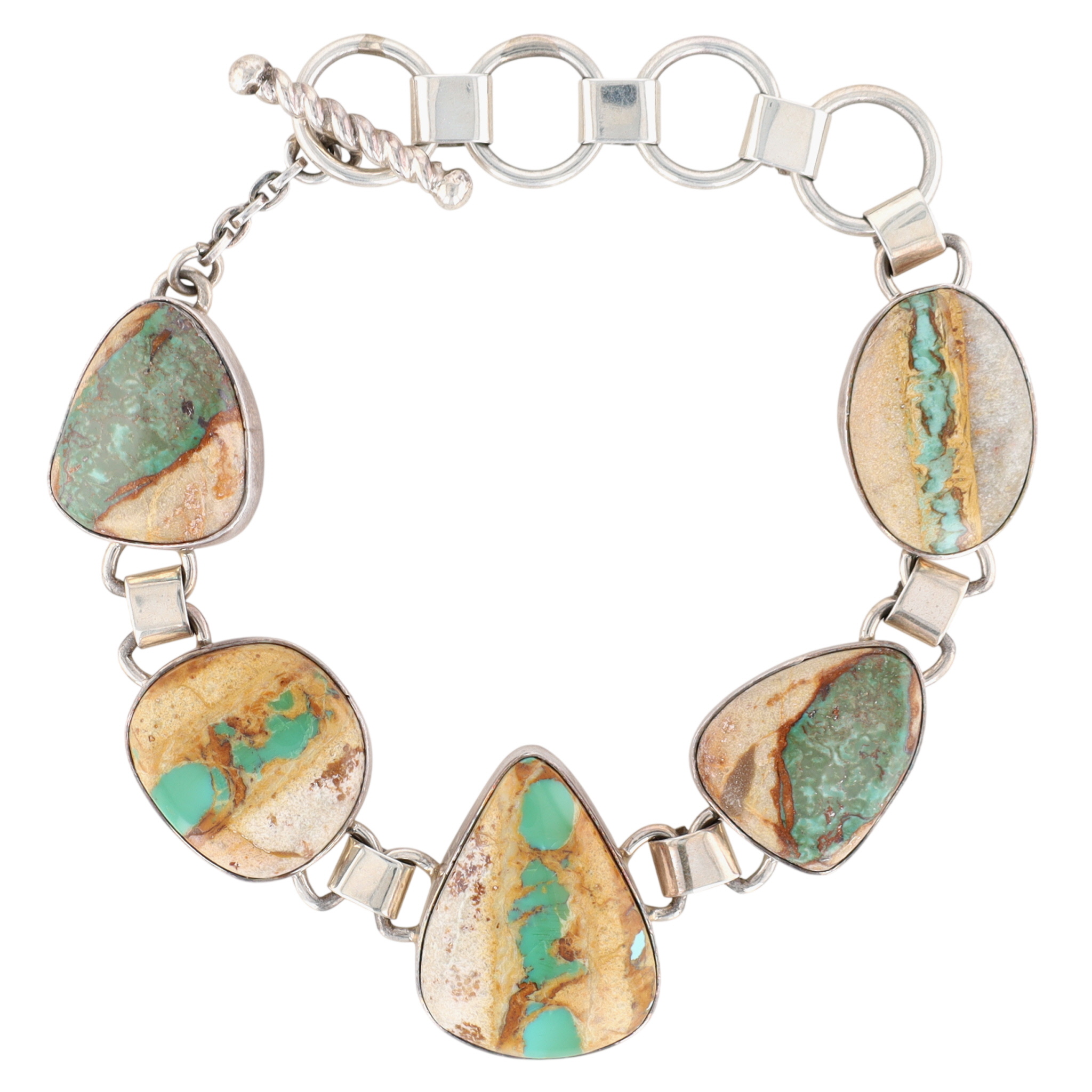 E. Willie Navajo Sterling Royston Ribbon Turquoise Bracelet