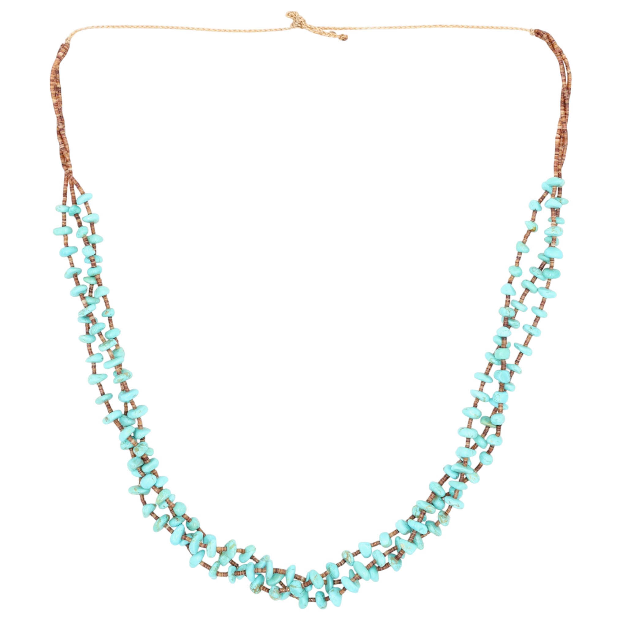 Vintage Santo Domingo Turquoise and Heishi 3-Strand Necklace