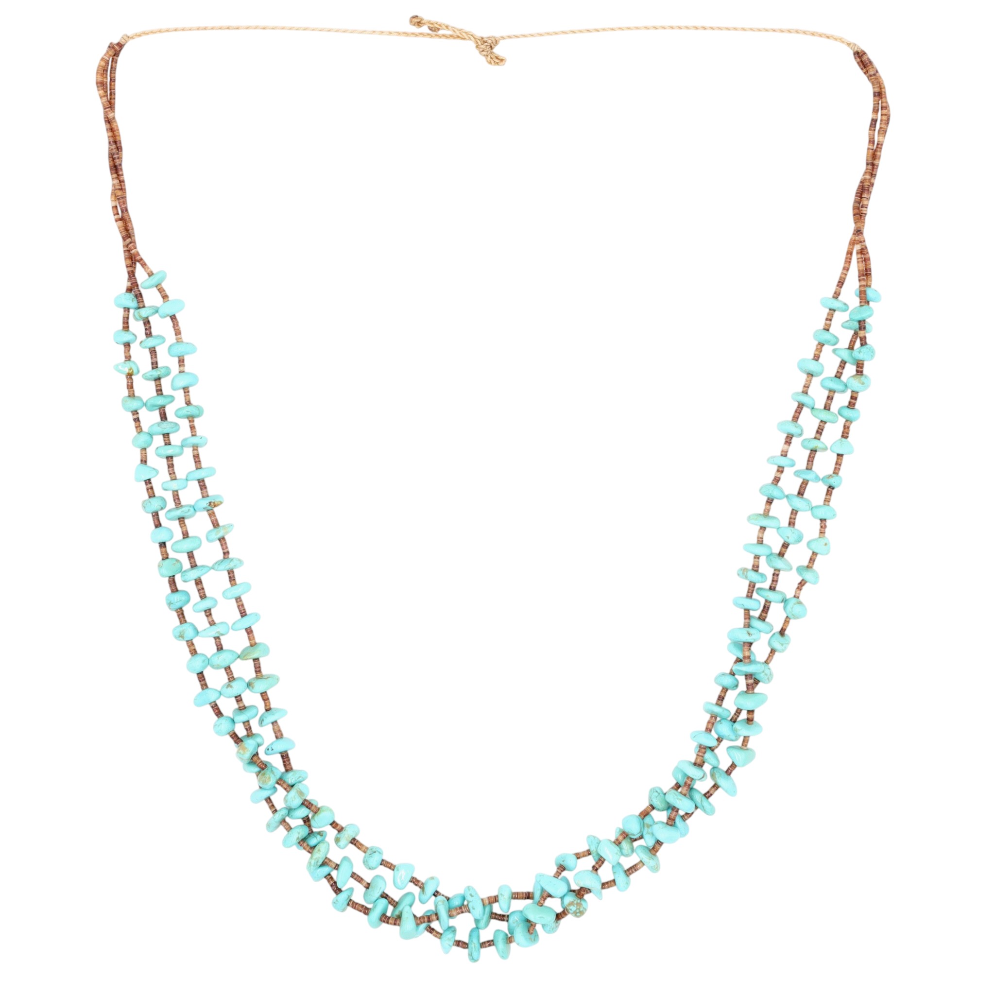 Vintage Santo Domingo Turquoise and Heishi 3-Strand Necklace
