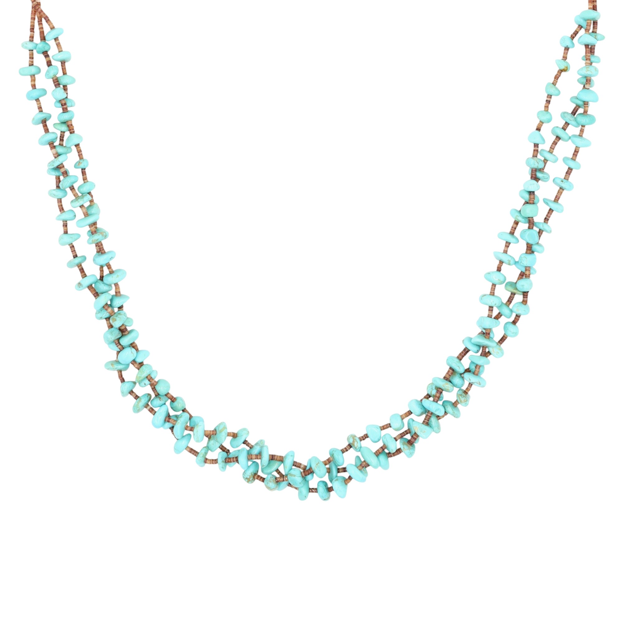 Vintage Santo Domingo Turquoise and Heishi 3-Strand Necklace