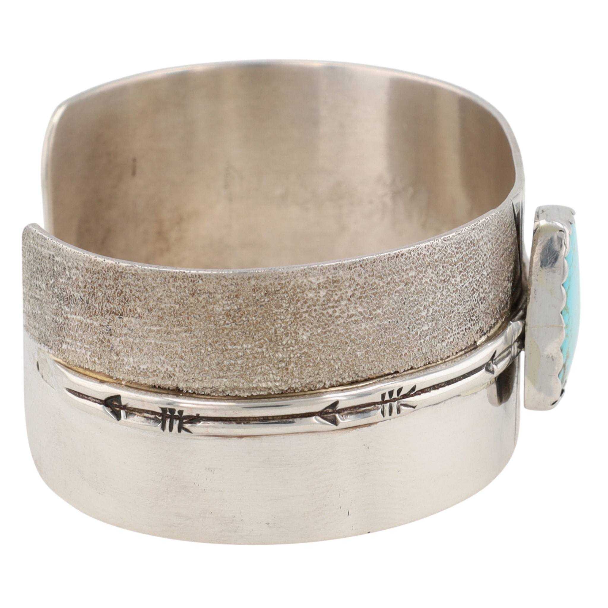 Signed Navajo Sterling Turquoise Cuff Bracelet