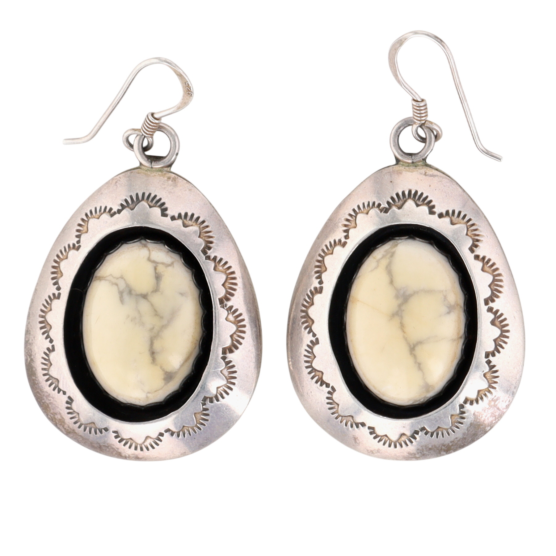 Valerie Goodluck Navajo Sterling White Buffalo Magnesite Shadowbox Earrings