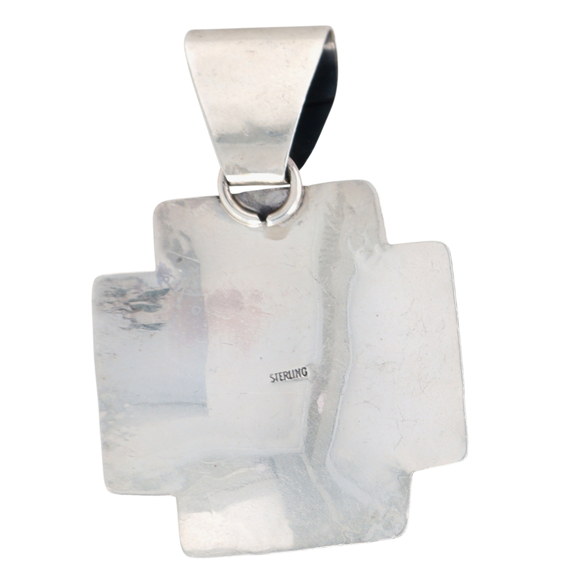 Navajo Sterling Denim Lapis Lazuli Stamped Pendant
