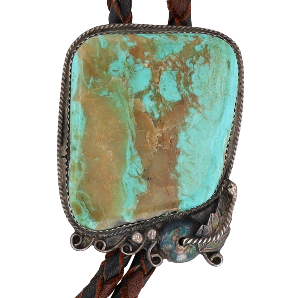 Vintage Tom Platero Navajo Sterling Turquoise Bolo Tie