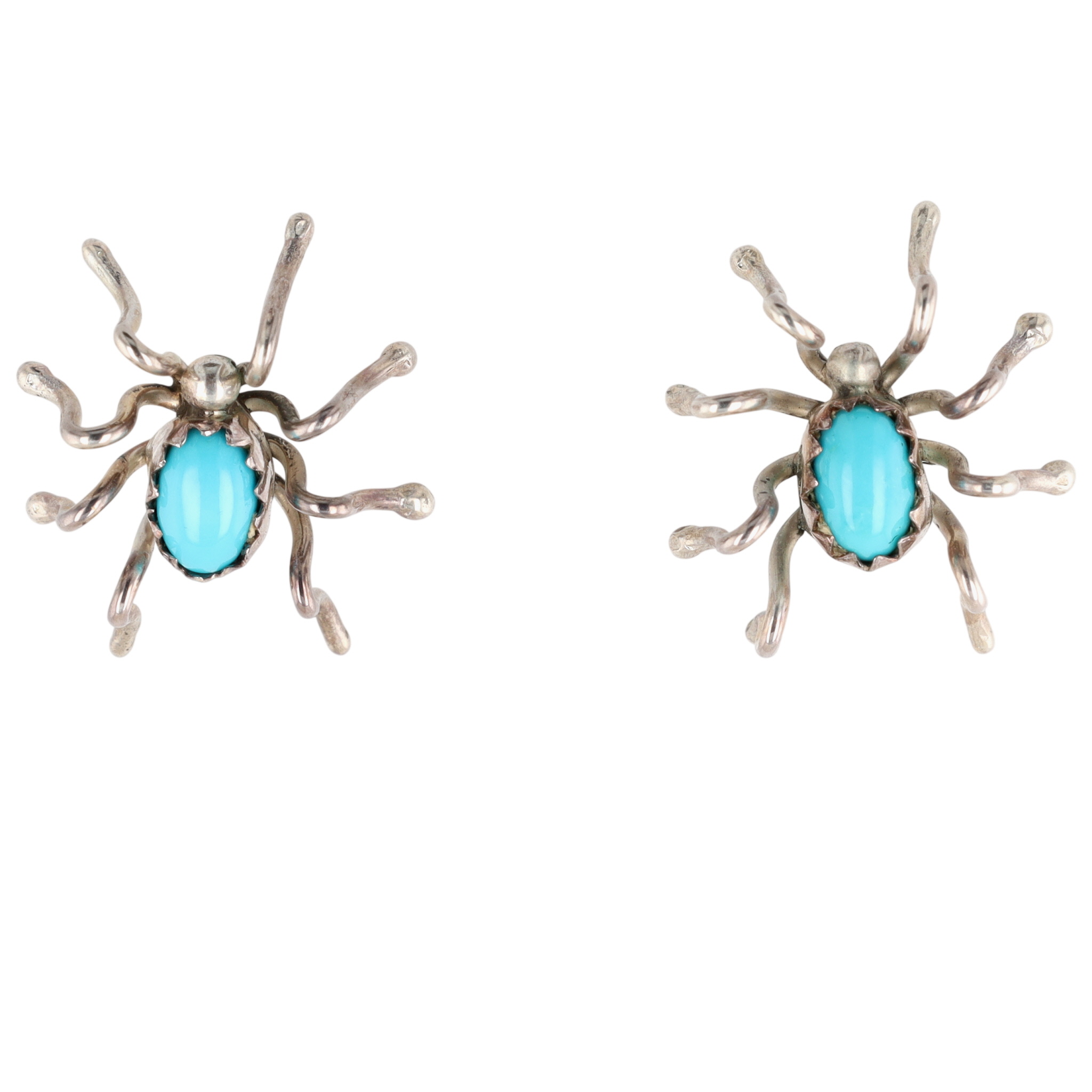 Vintage Navajo Sterling Turquoise Spider Earrings