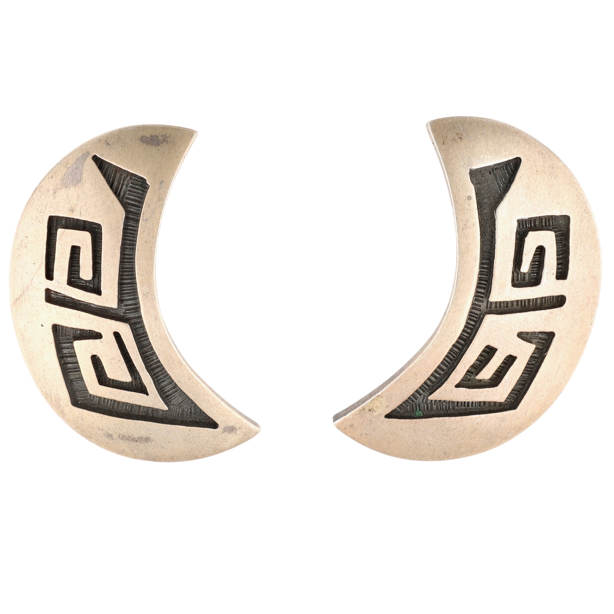 Signed Hopi Sterling Overlay Cast Earrings