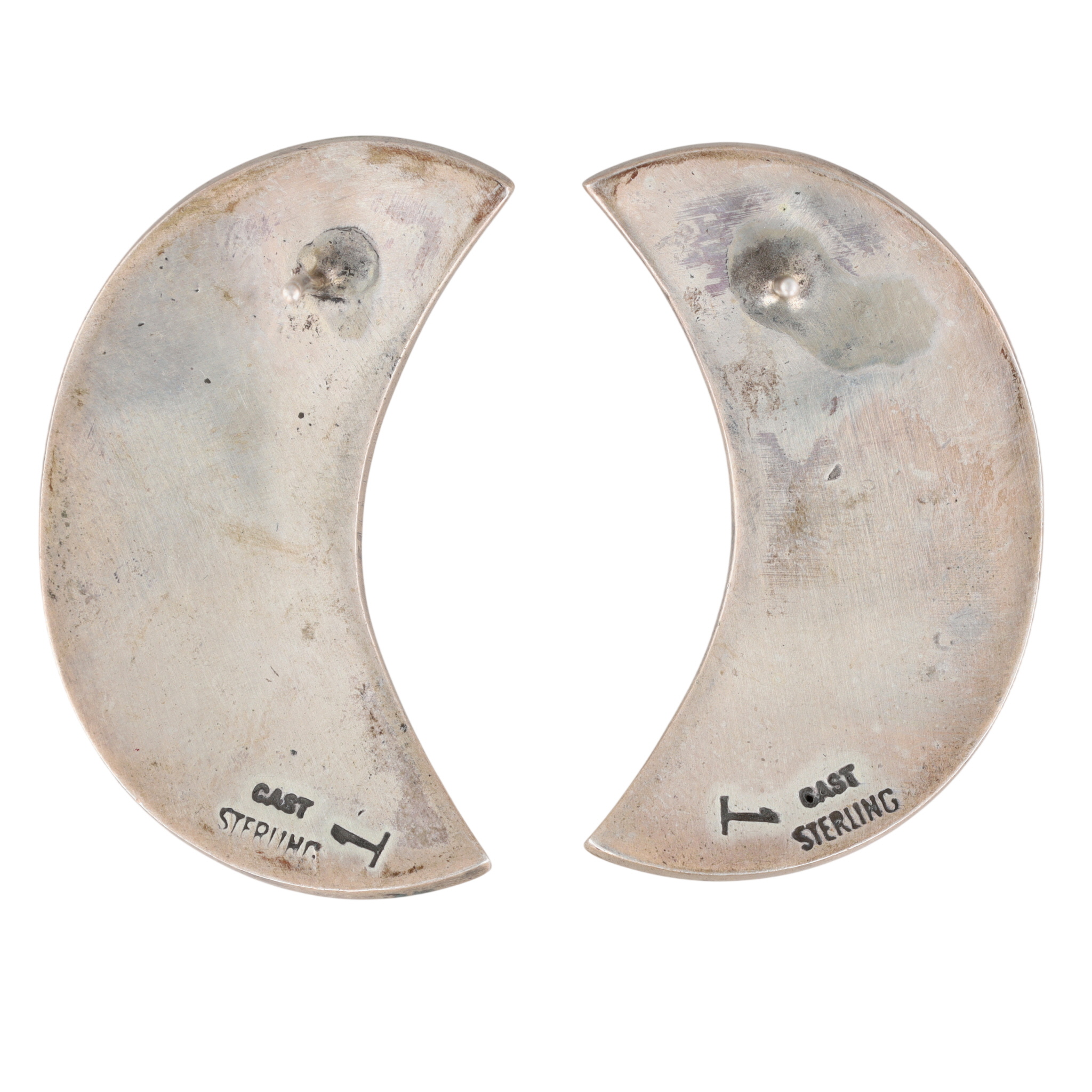 Signed Hopi Sterling Overlay Cast Earrings