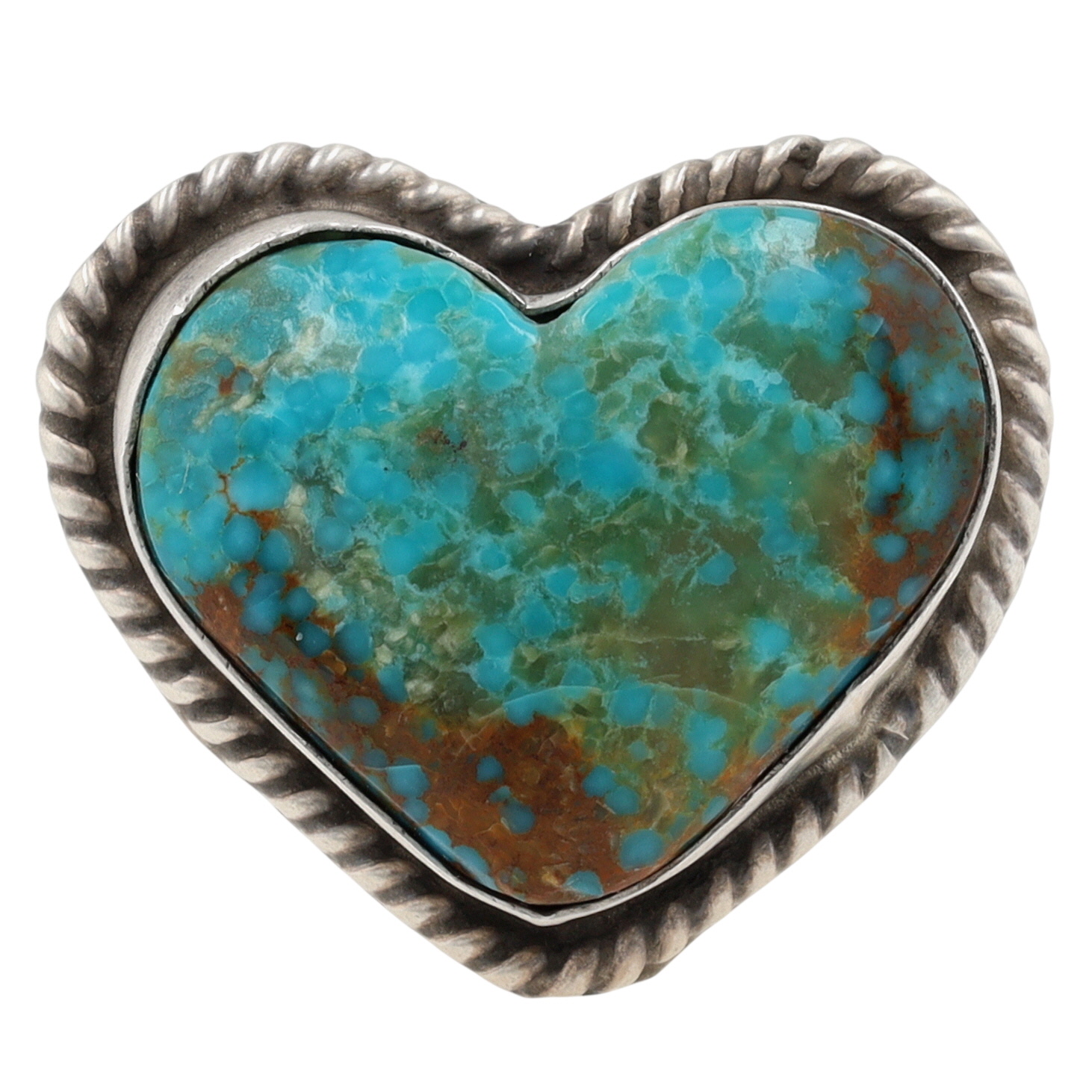 Larson Chee Navajo Sterling Kingman Turquoise Heart Adjustable Ring