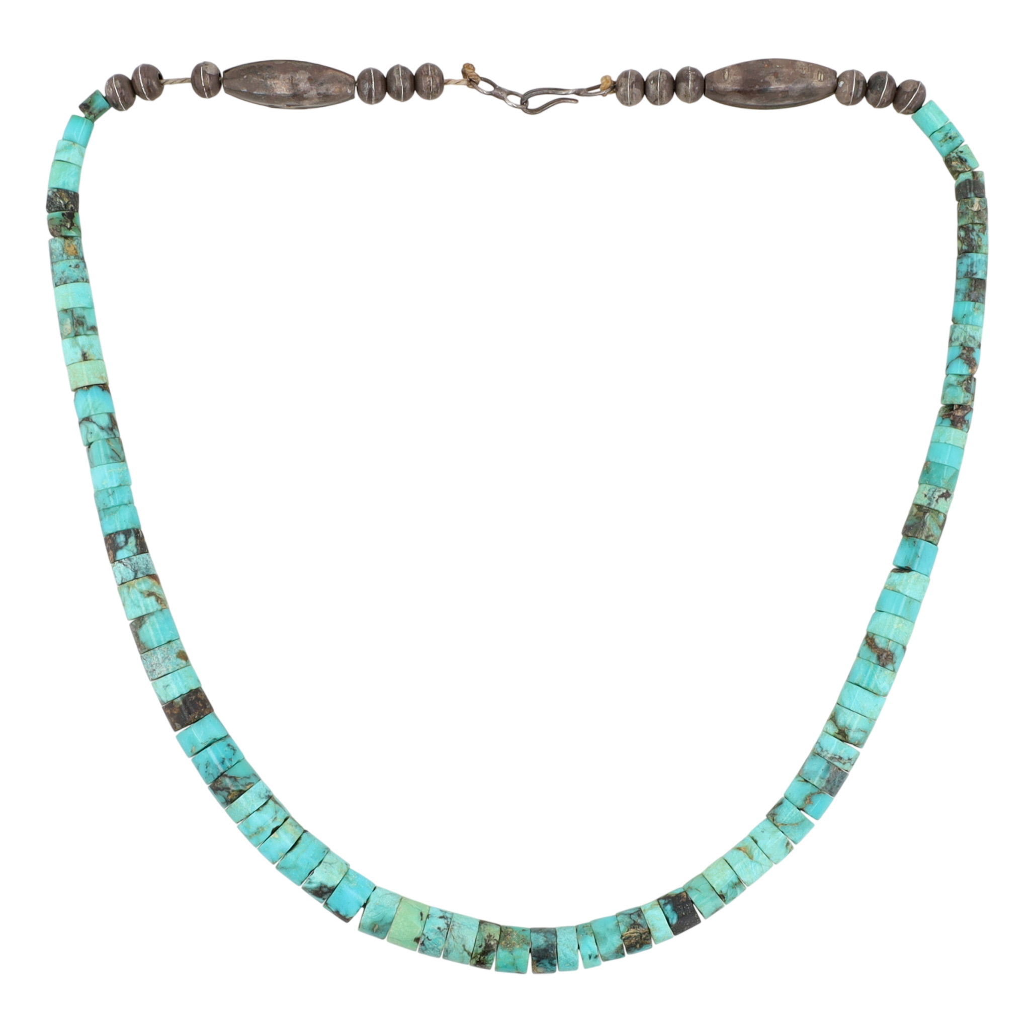 Vintage Santo Domingo Sterling Turquoise Bead Necklace