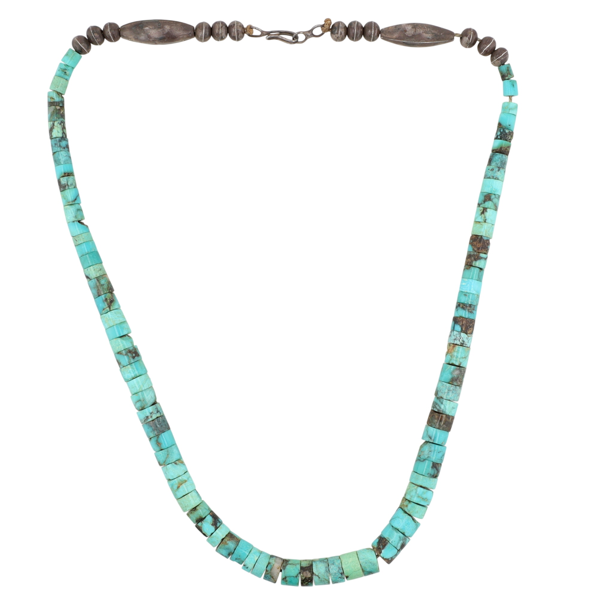 Vintage Santo Domingo Sterling Turquoise Bead Necklace