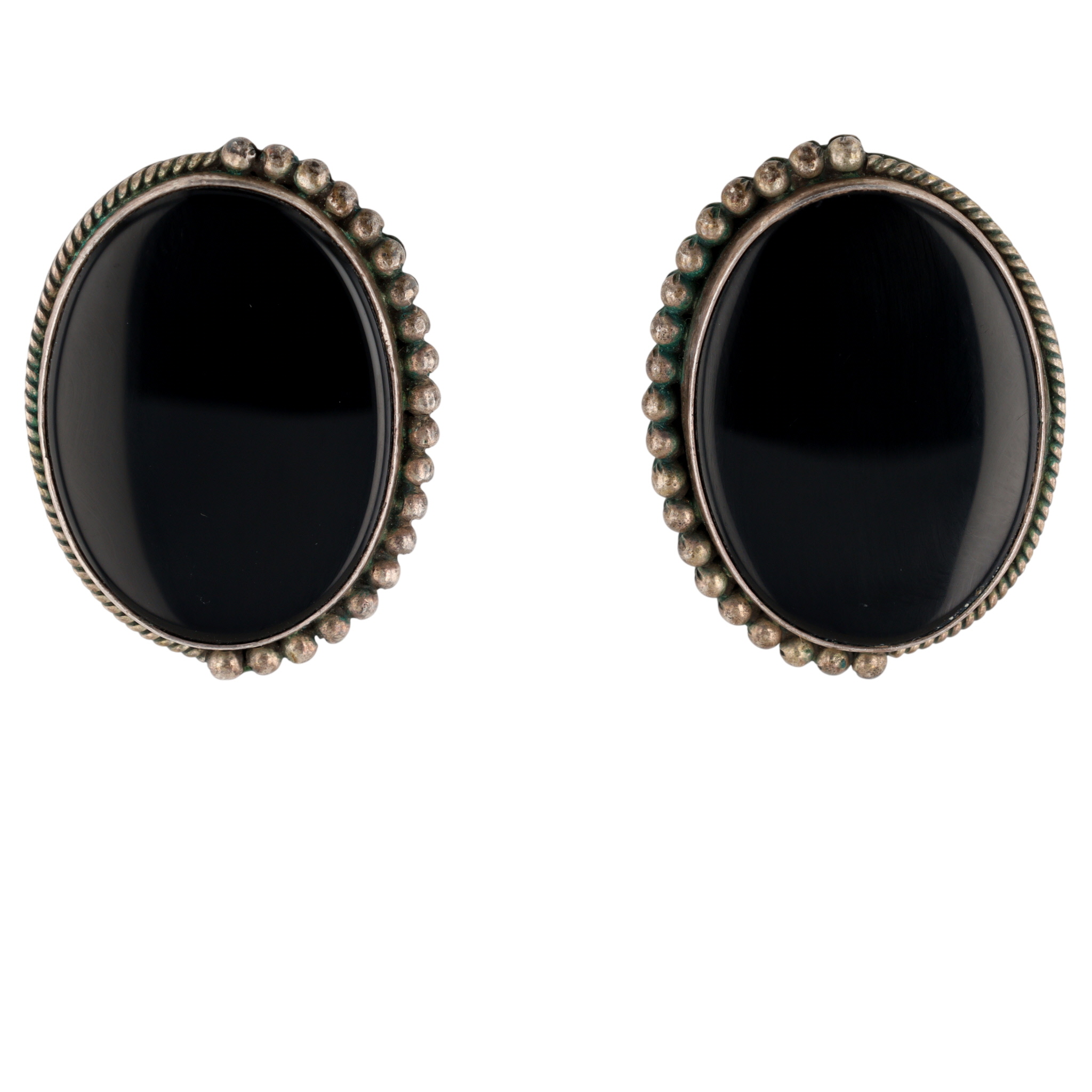 Richard Little Yellowhorse Navajo Sterling Onyx Earrings