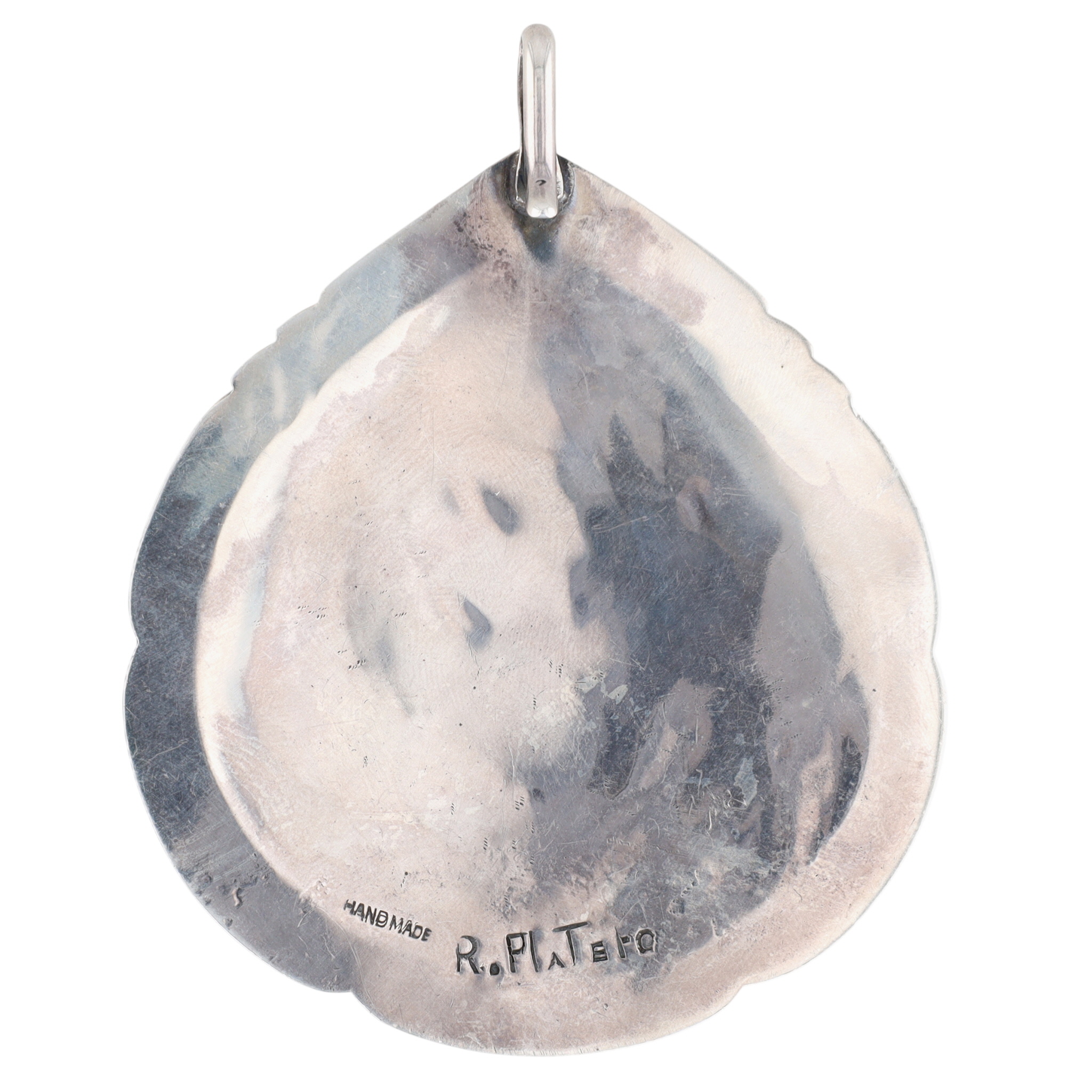 Ramone Platero Navajo Sterling Turquoise Coral Pendant