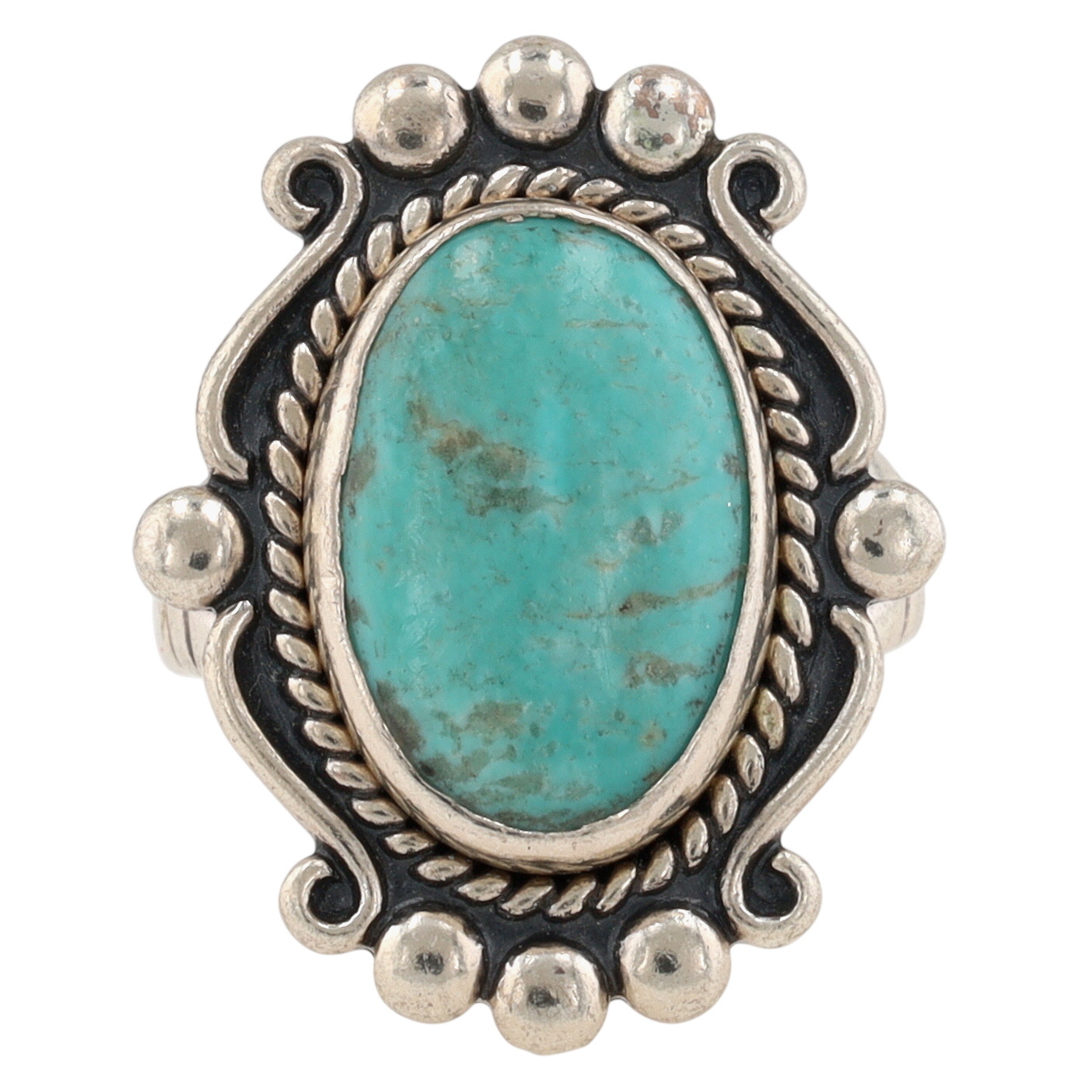 Bell Trading Post Sterling Turquoise Ring Sz 7.5
