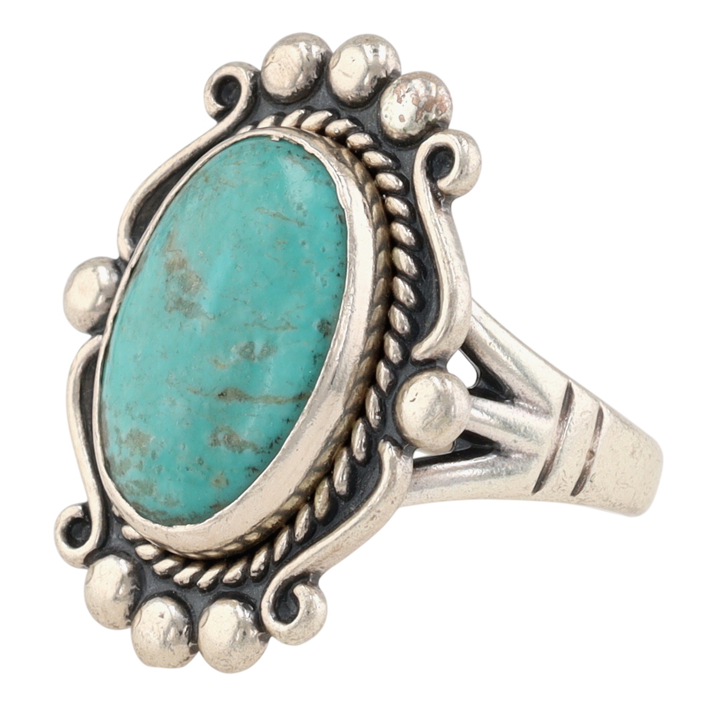 Bell Trading Post Sterling Turquoise Ring Sz 7.5