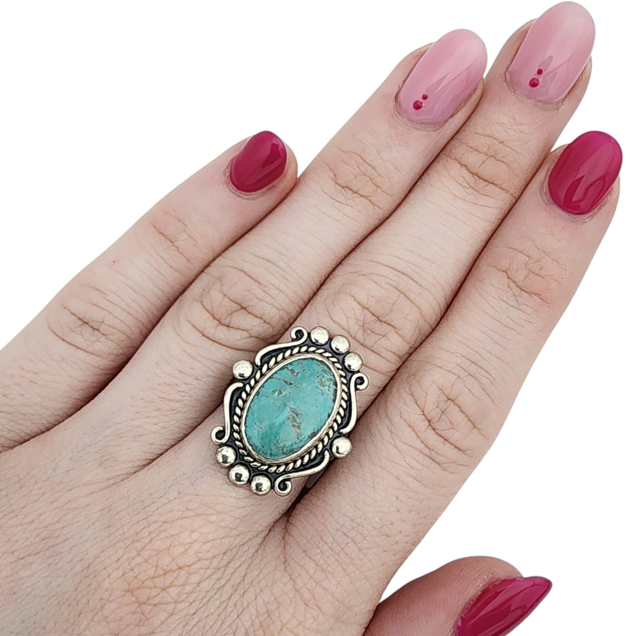 Bell Trading Post Sterling Turquoise Ring Sz 7.5