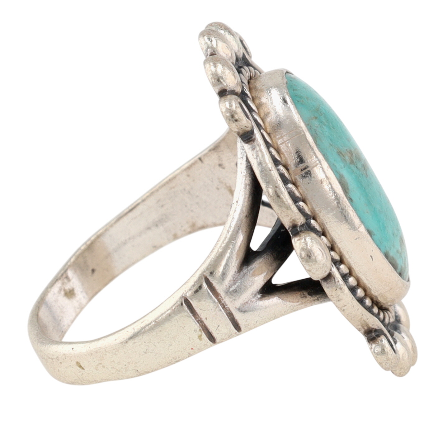 Bell Trading Post Sterling Turquoise Ring Sz 7.5