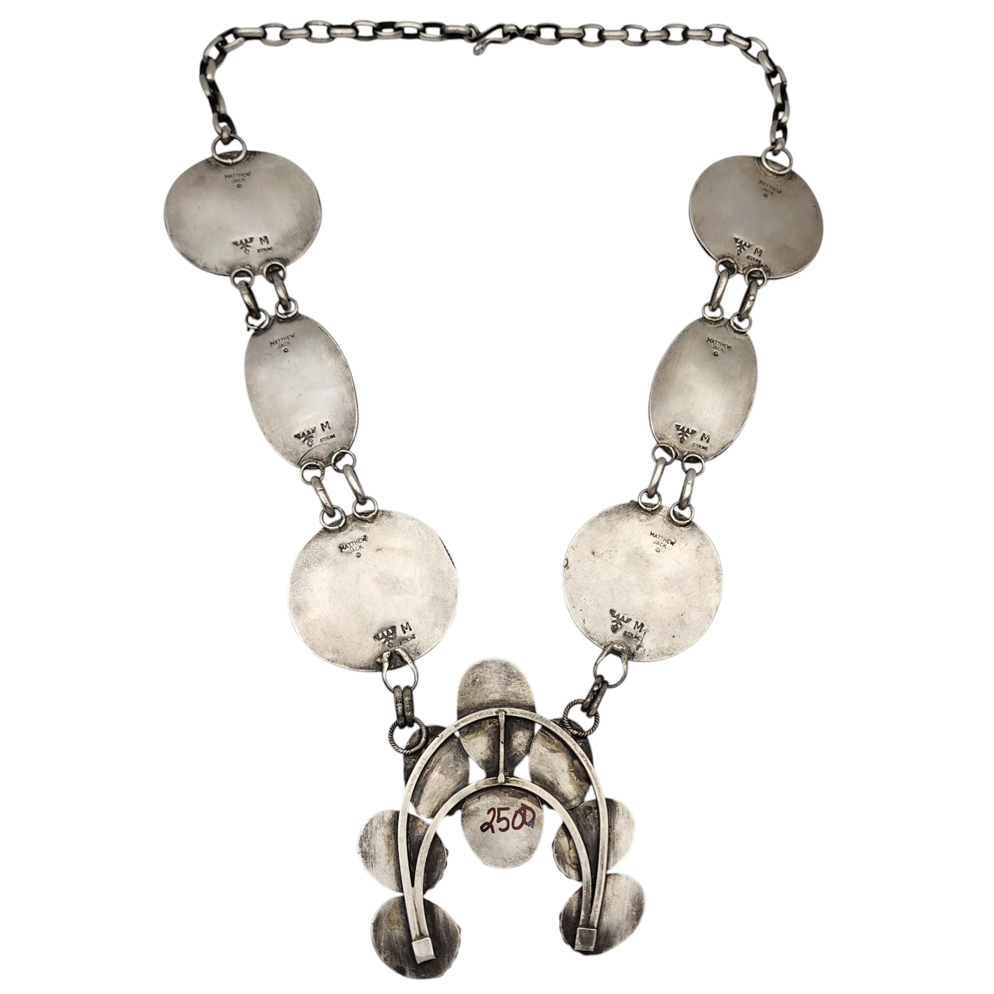 Matthew Jack Navajo Sterling Turquoise Bear Claw Necklace