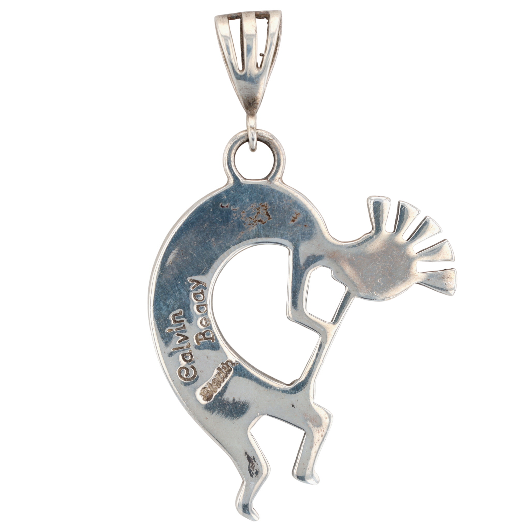 Calvin Begay Navajo Sterling Multi-Stone Inlay Kokopelli Pendant