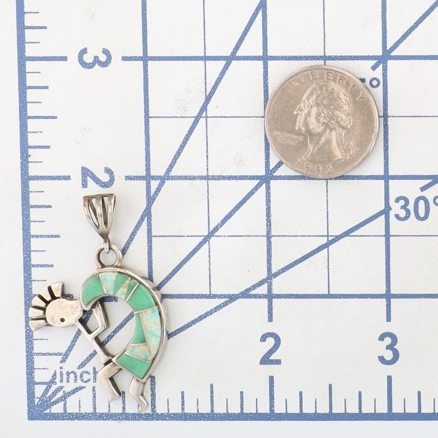 Calvin Begay Navajo Sterling Multi-Stone Inlay Kokopelli Pendant