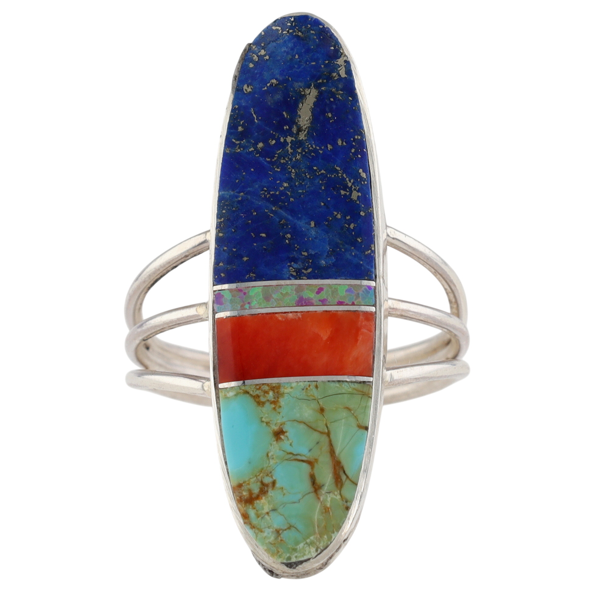 Harold Smith Navajo Sterling Multi-Stone Inlay Ring Sz 8.5