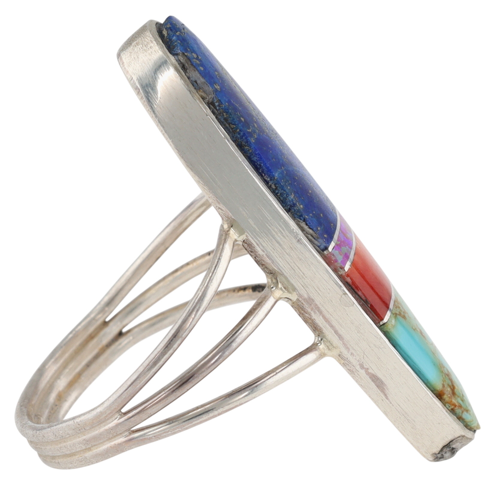 Harold Smith Navajo Sterling Multi-Stone Inlay Ring Sz 8.5