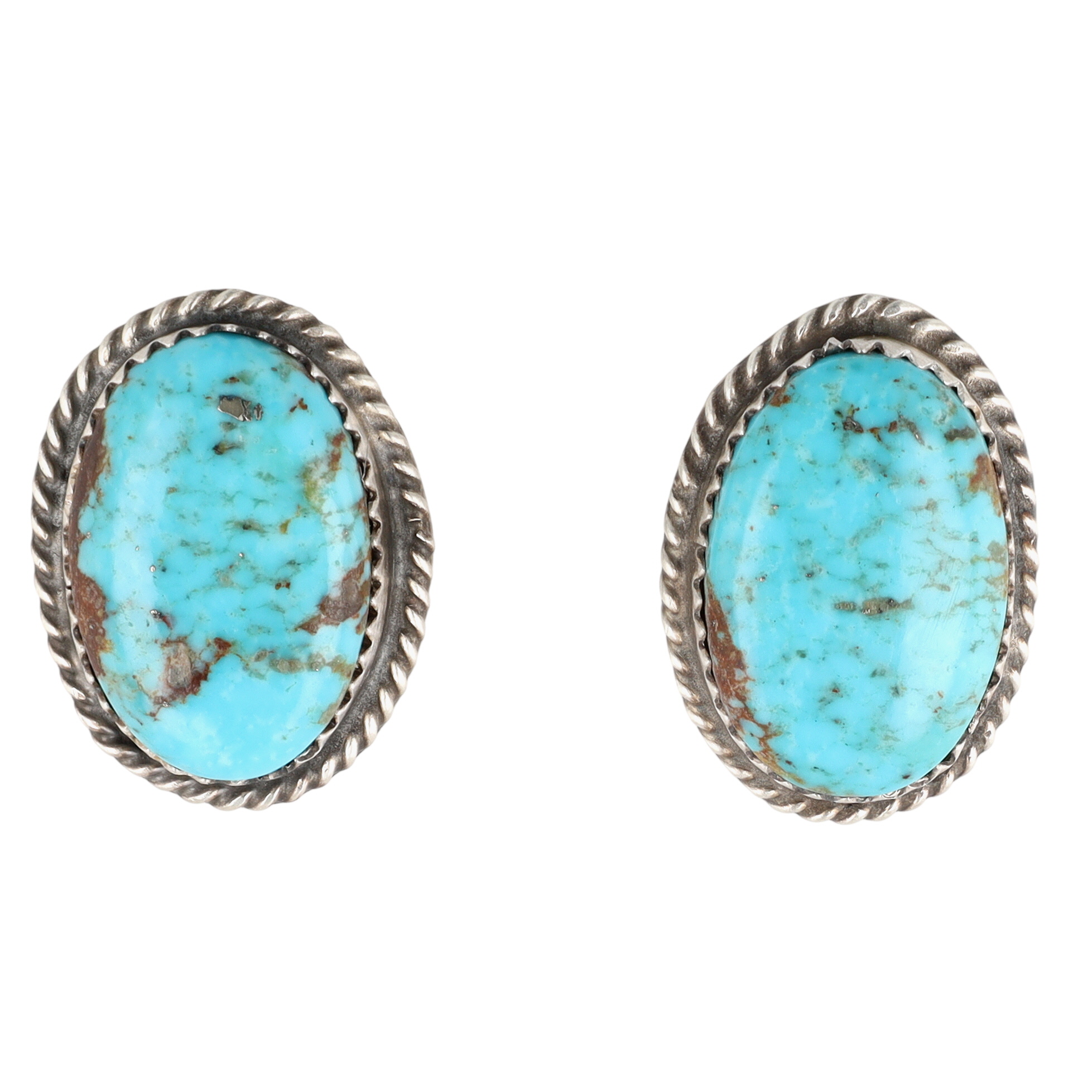 Donovan Nez Navajo Sterling Kingman Turquoise Earrings