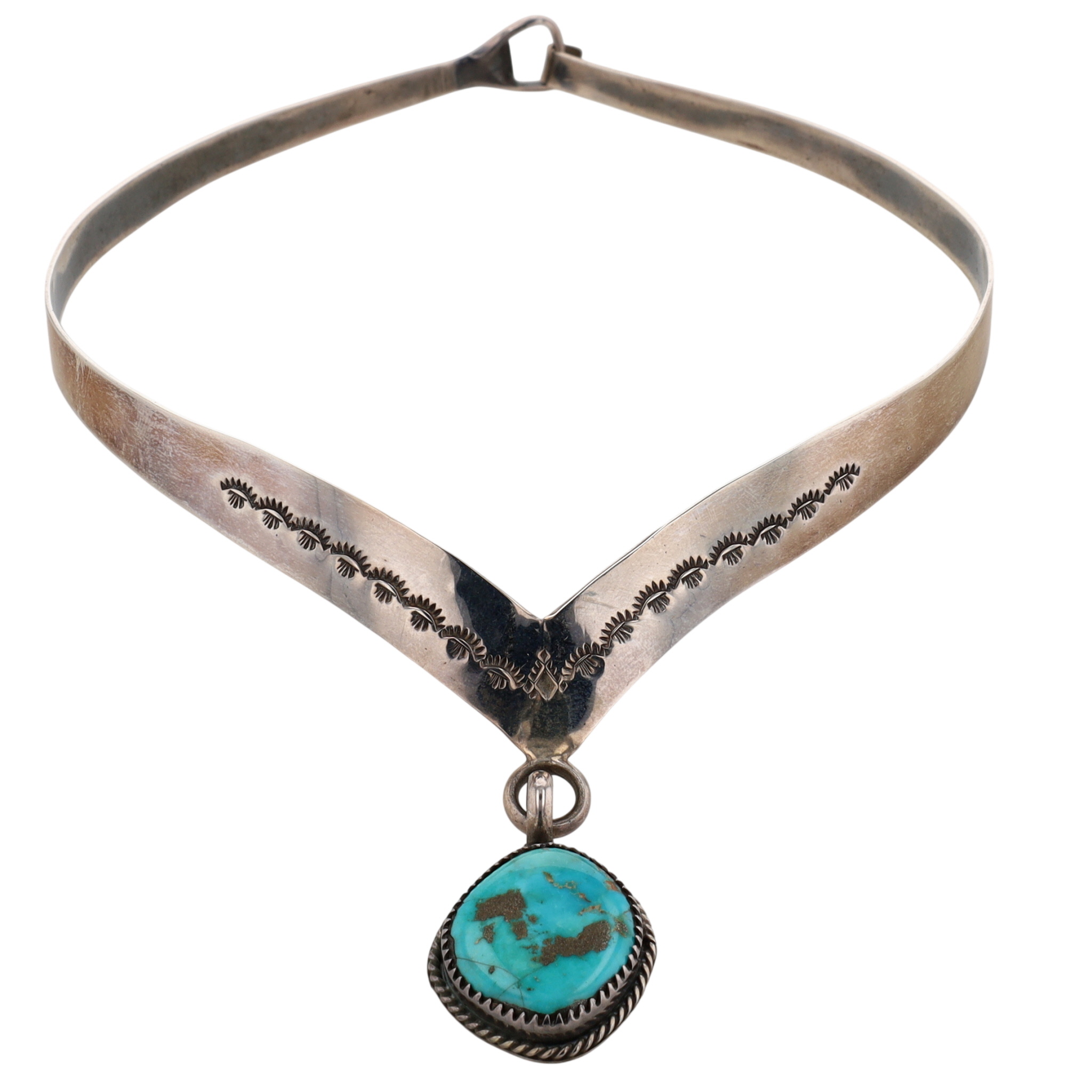 Loren Begay Anglo Sterling Turquoise Collar Necklace