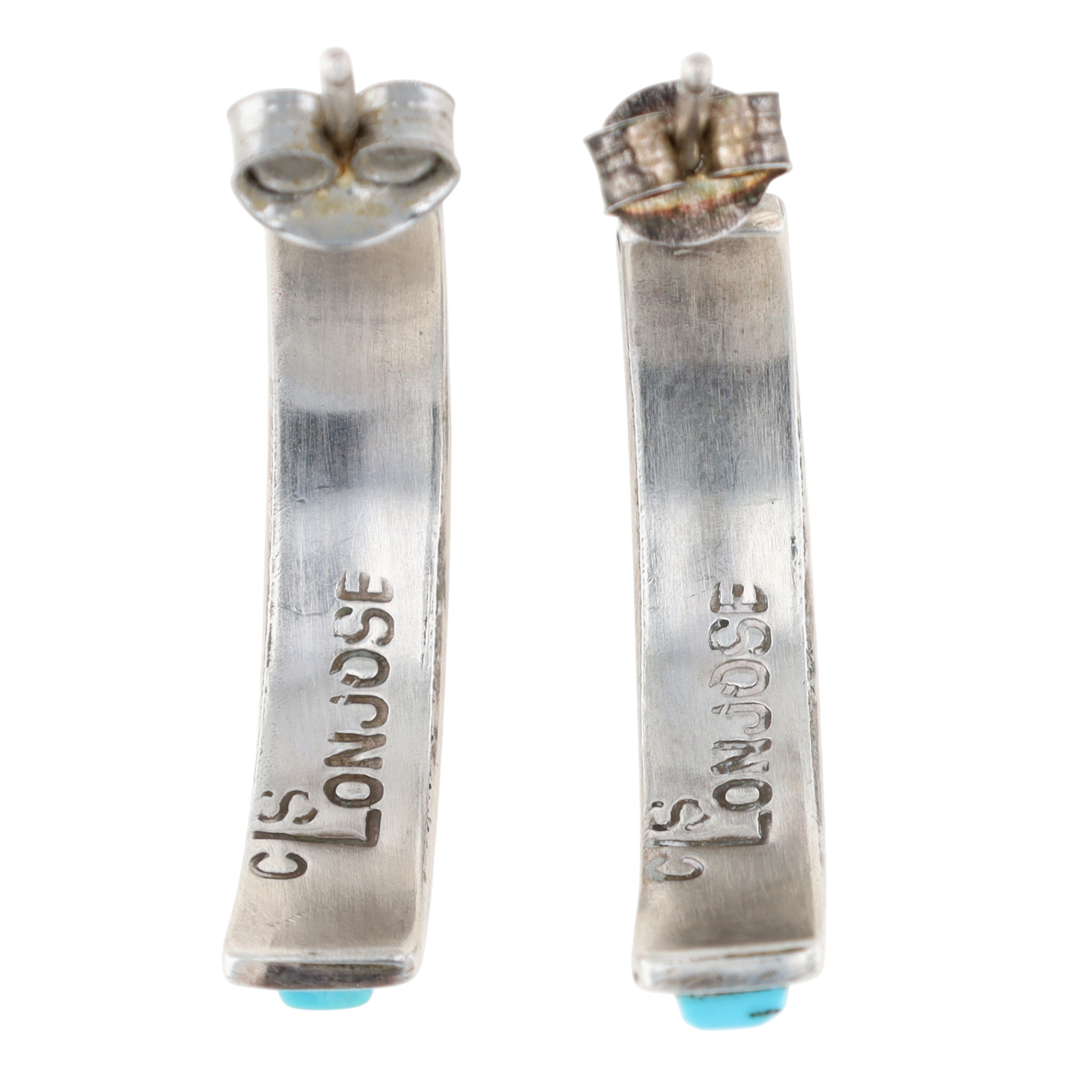 Chester & Sheraldine Lonjose Zuni Sterling Multi-Stone Inlay Earrings