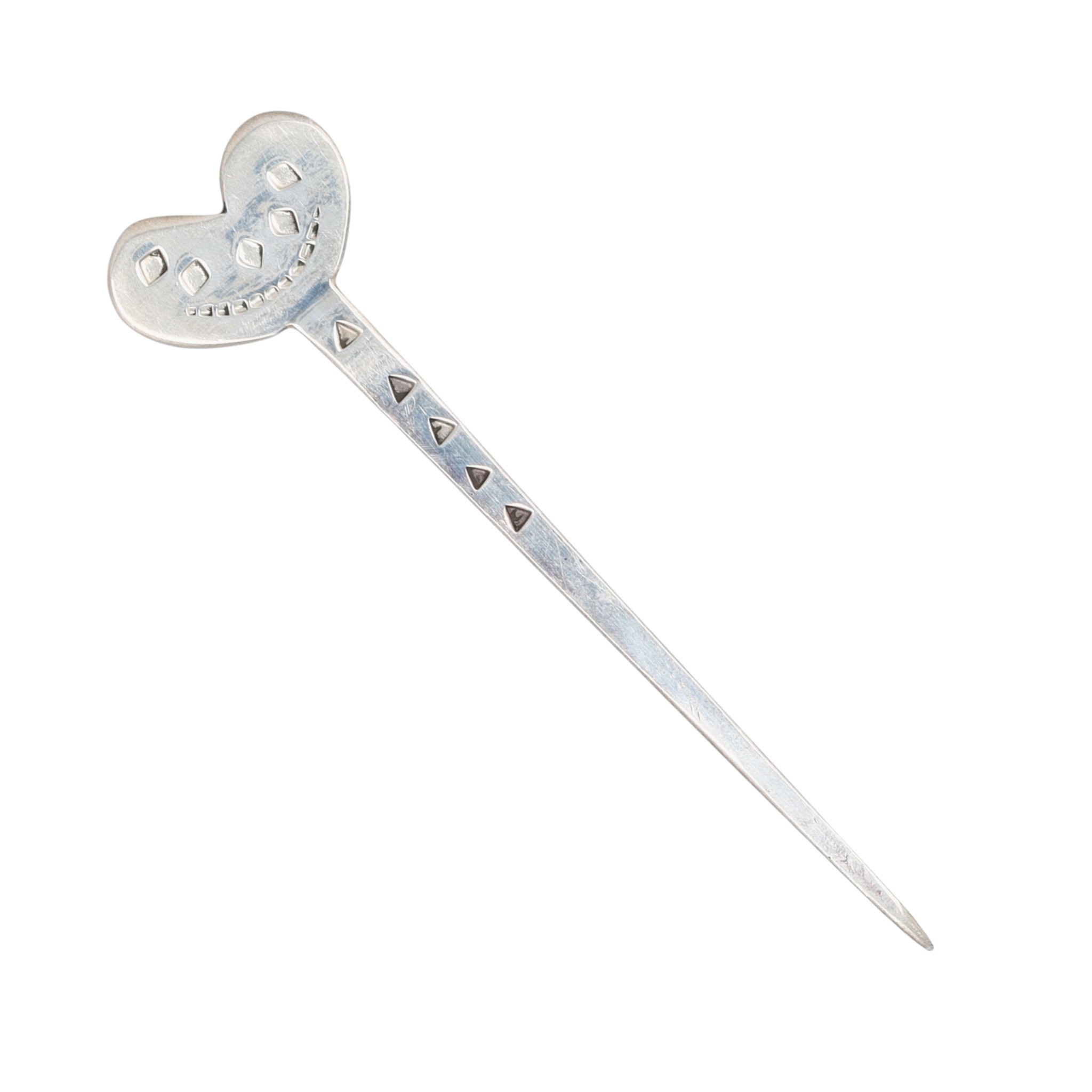 Vintage Signed Navajo Sterling Stamped Hair Stick Pin