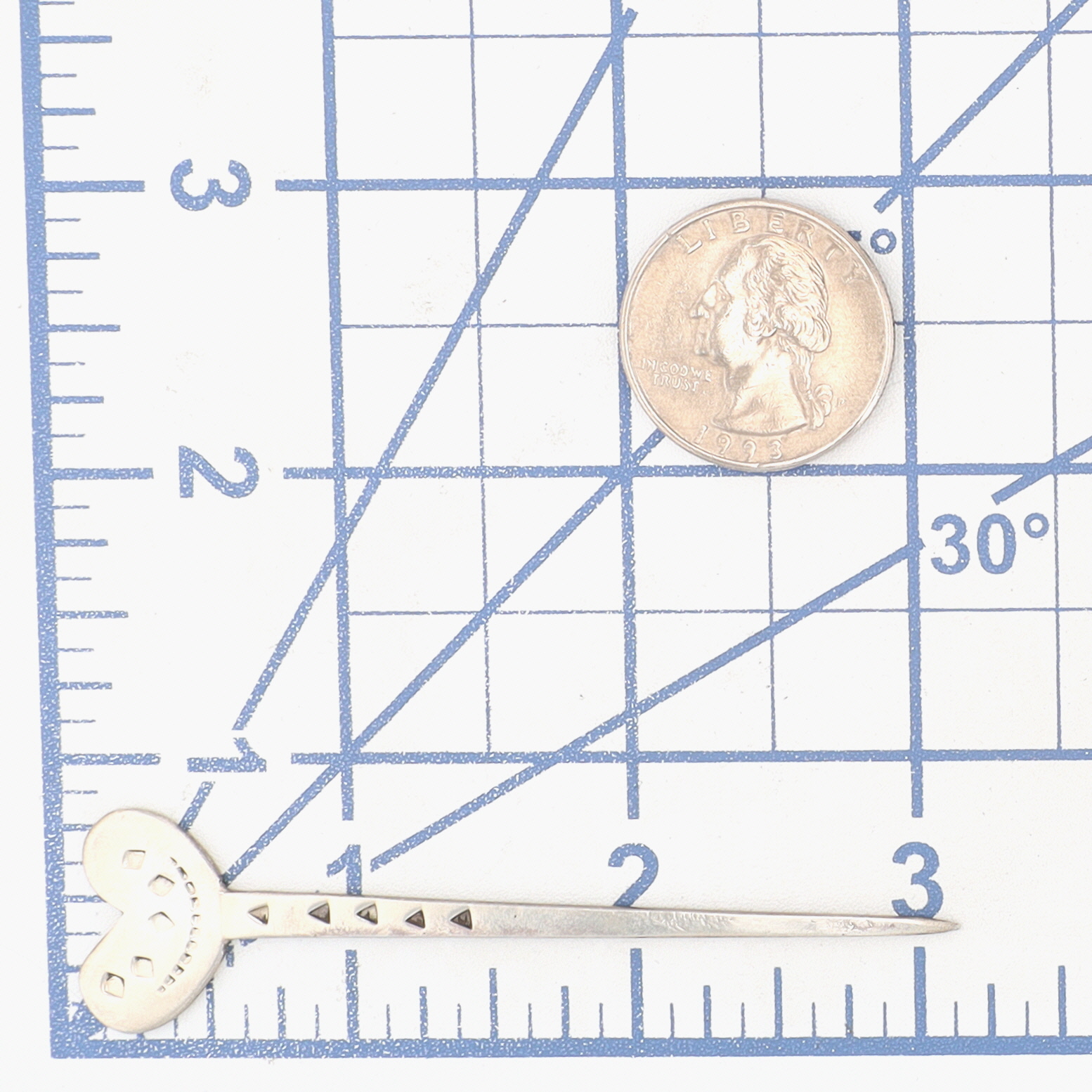 Vintage Signed Navajo Sterling Stamped Hair Stick Pin
