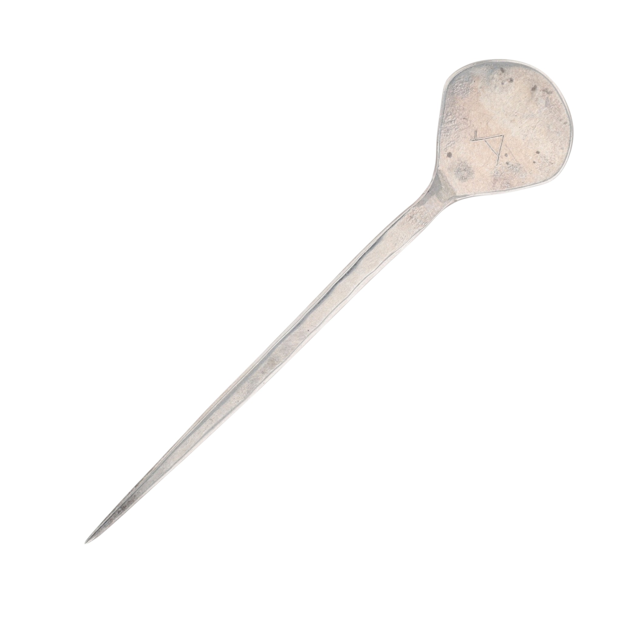 Vintage Signed Navajo Sterling Coral Stamped Hair Stick Pin
