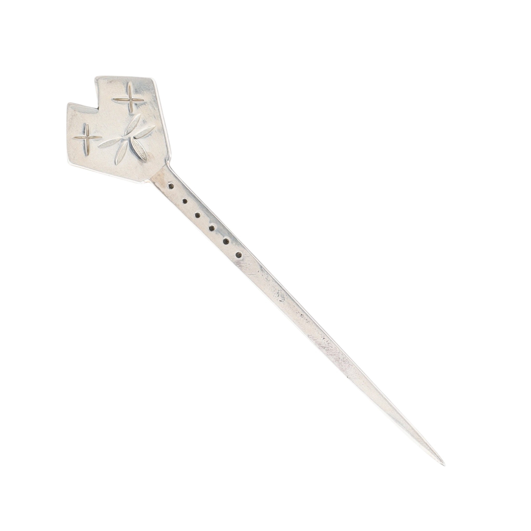Vintage Signed Navajo Sterling Stamped Hair Stick Pin