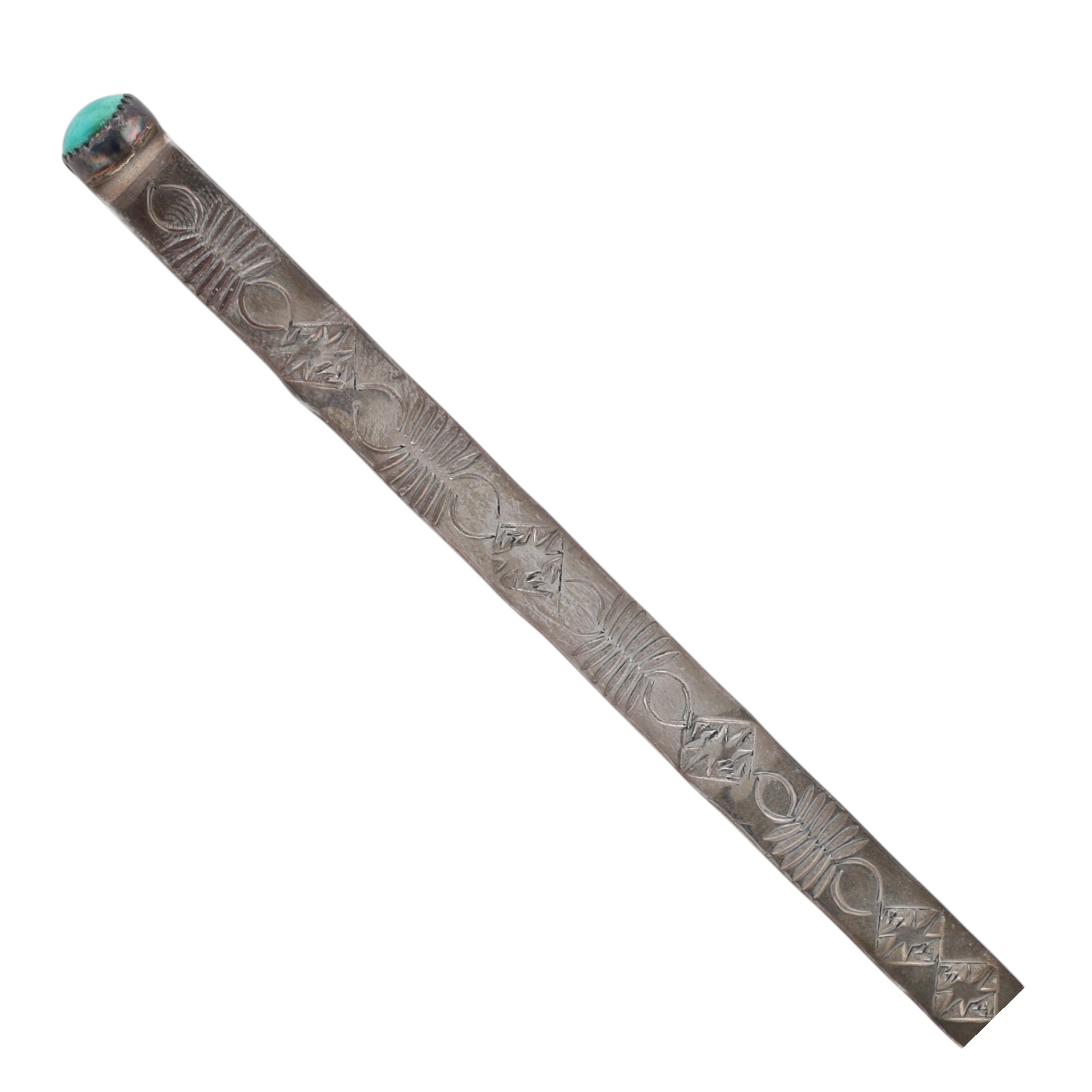 Vintage Hazel Wood Navajo Sterling Turquoise Stamped Bookmark