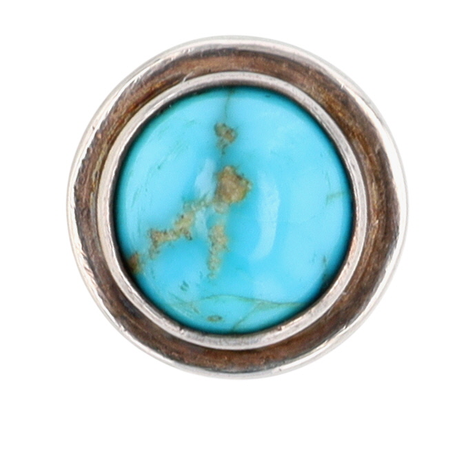 Vintage Navajo Sterling Turquoise Stamped Pen Holder