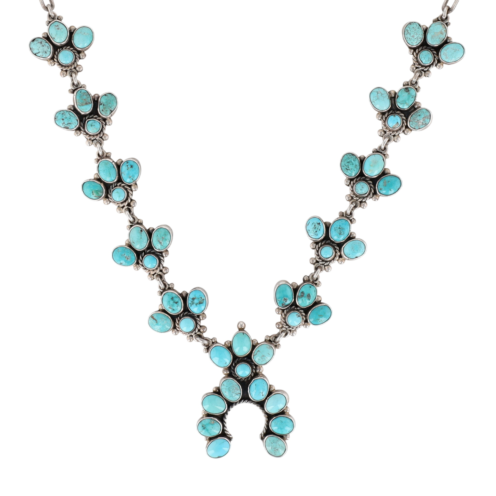 Federico Jimenez Sterling Turquoise Cluster Naja Station Necklace