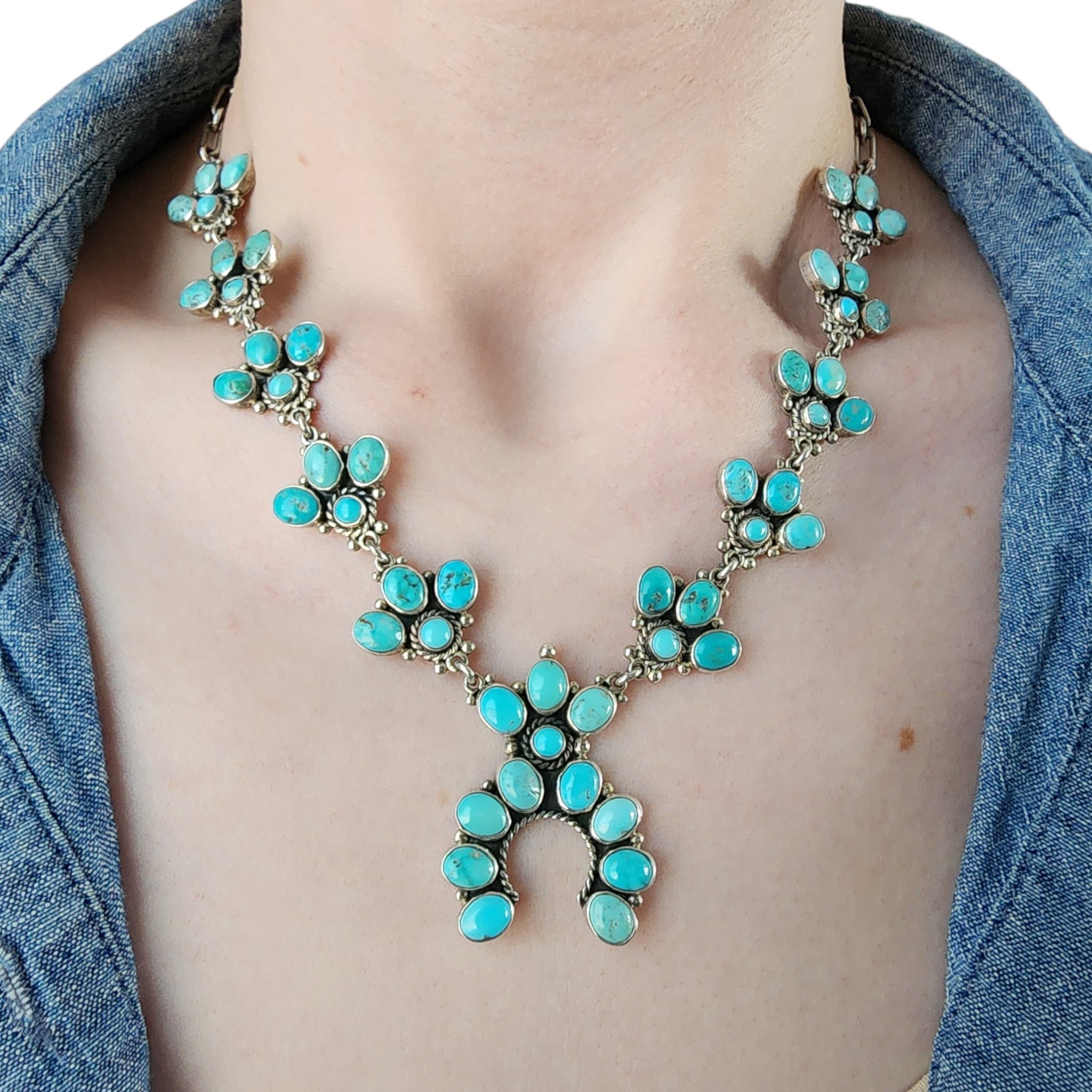 Federico Jimenez Sterling Turquoise Cluster Naja Station Necklace