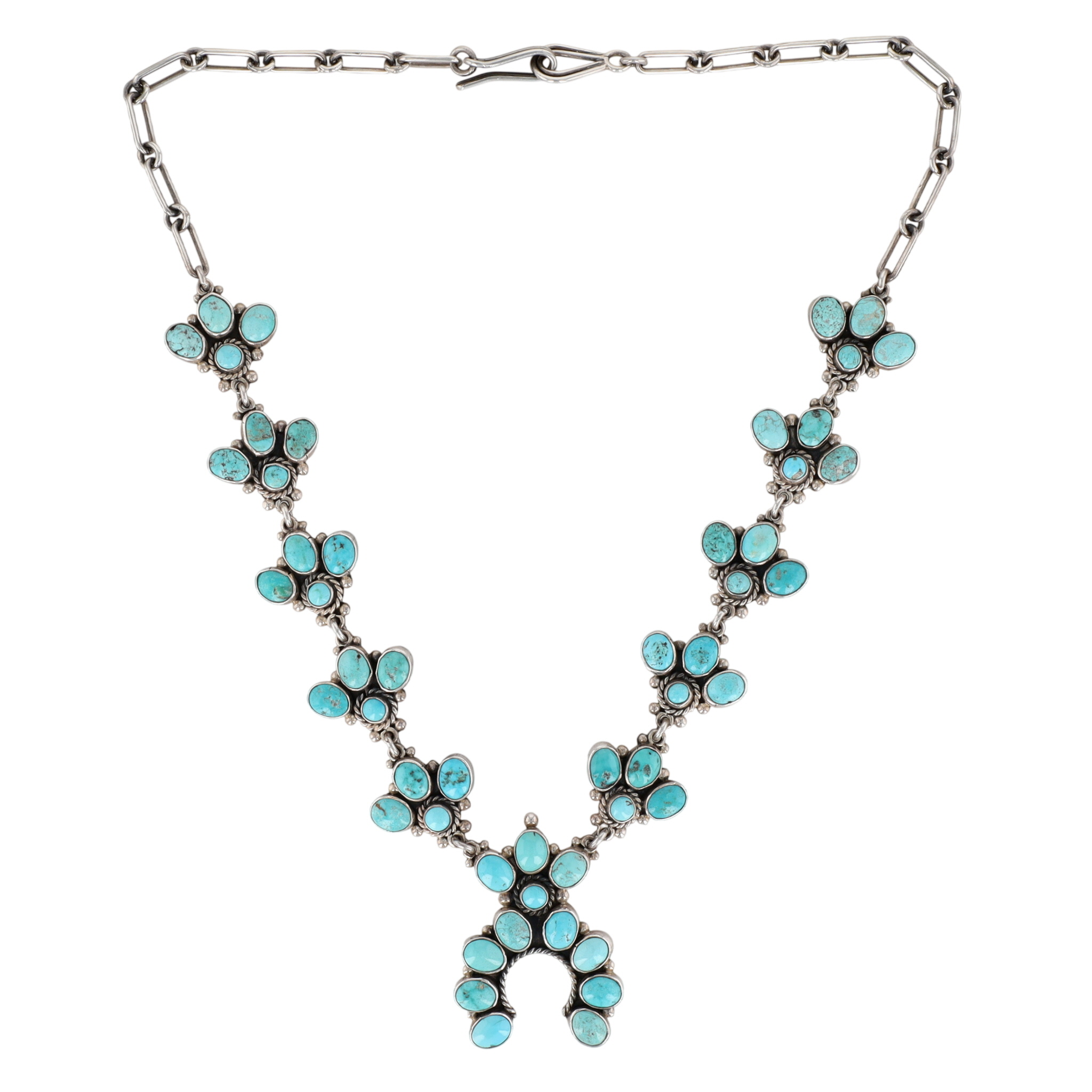 Federico Jimenez Sterling Turquoise Cluster Naja Station Necklace