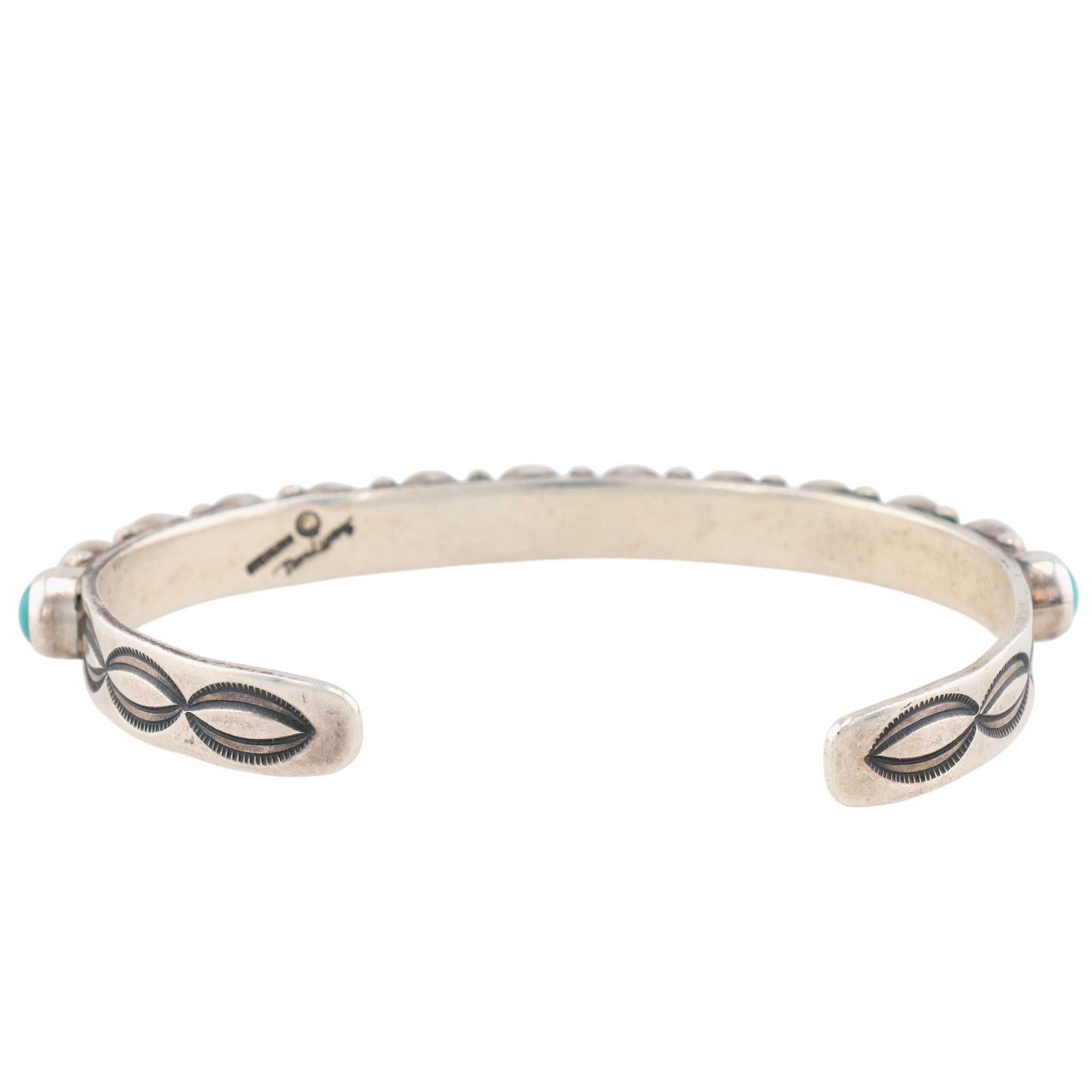 Don Lucas Anglo Sterling Turquoise Row Cuff Bracelet
