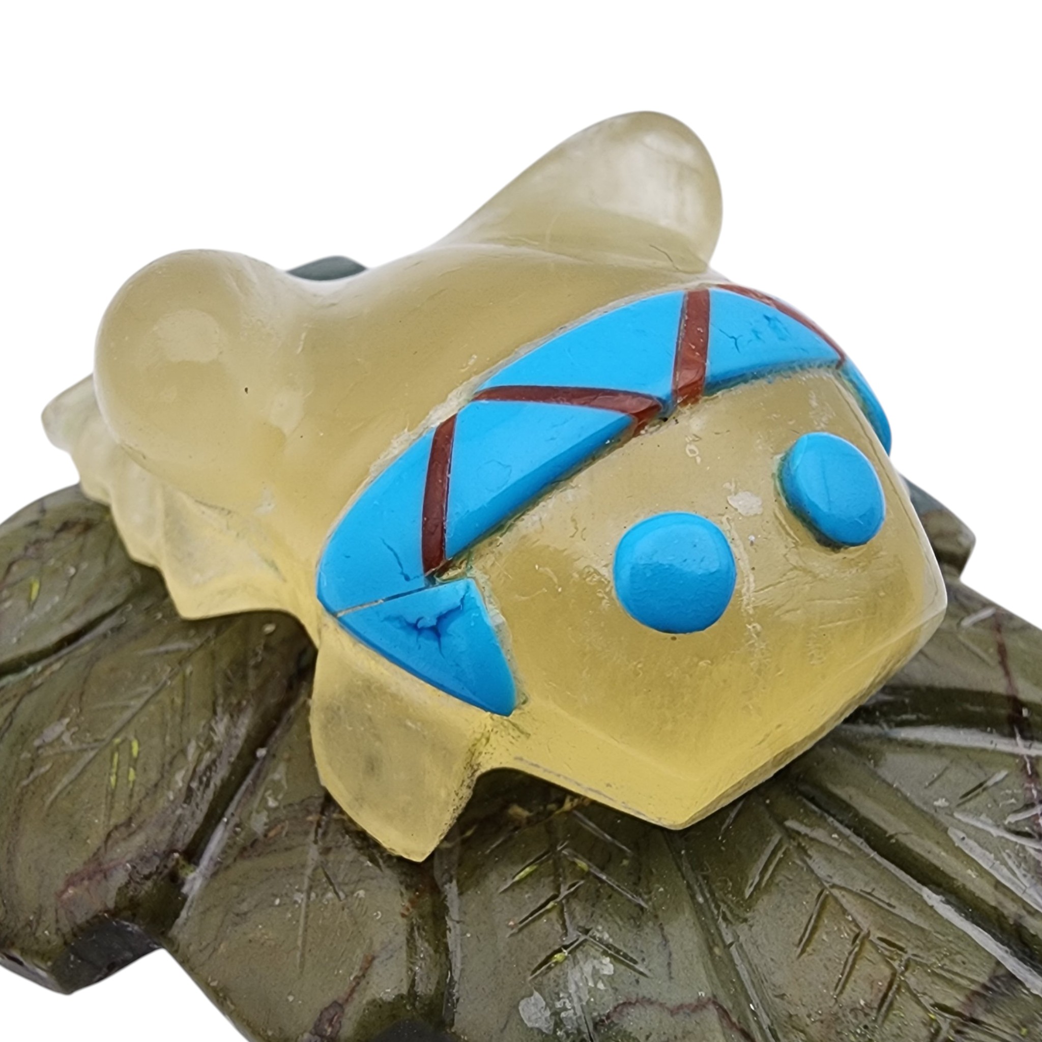 Peter Natewa Zuni Multi-Stone Inlay Frog on Leaf Fetish Carving