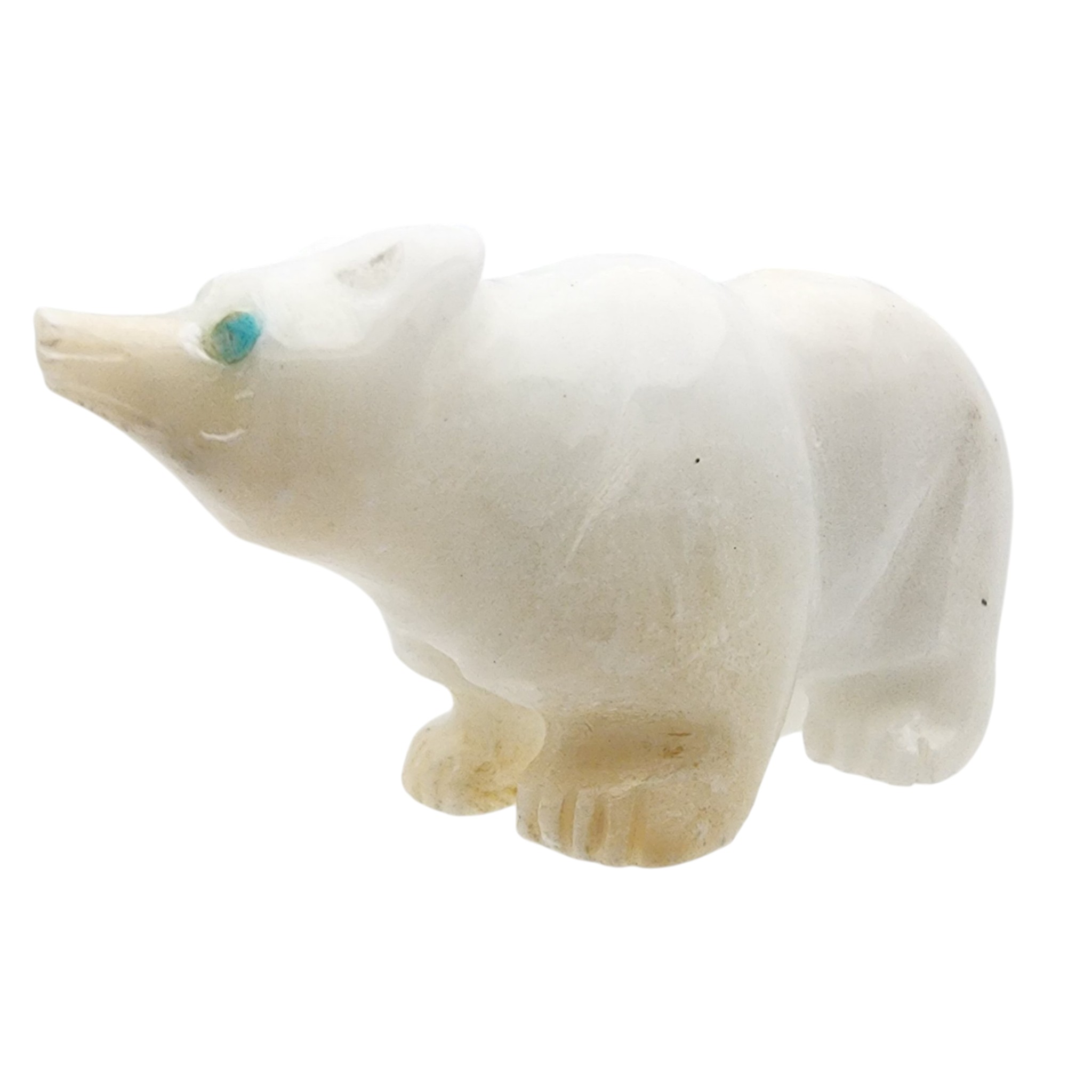 Zuni White Marble Bear Fetish Carving