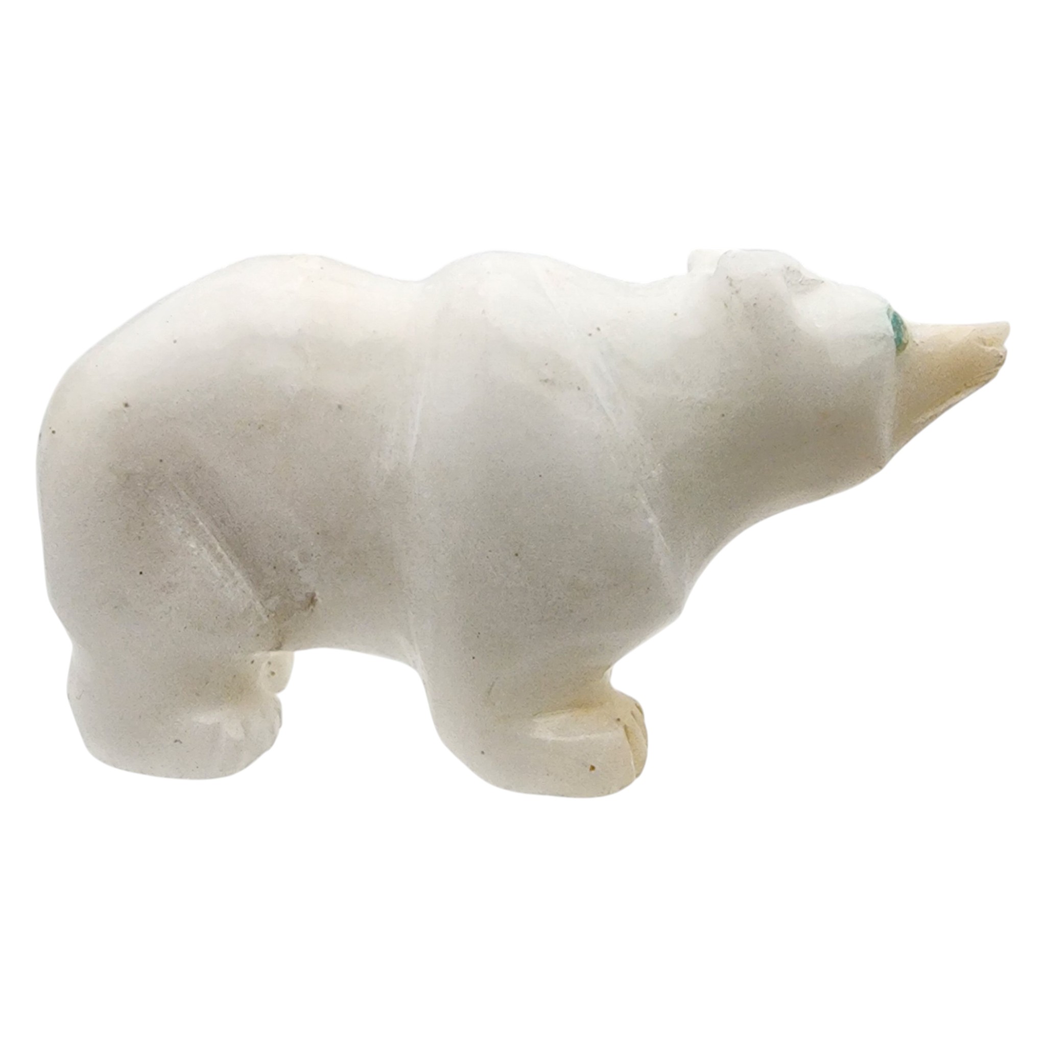 Zuni White Marble Bear Fetish Carving