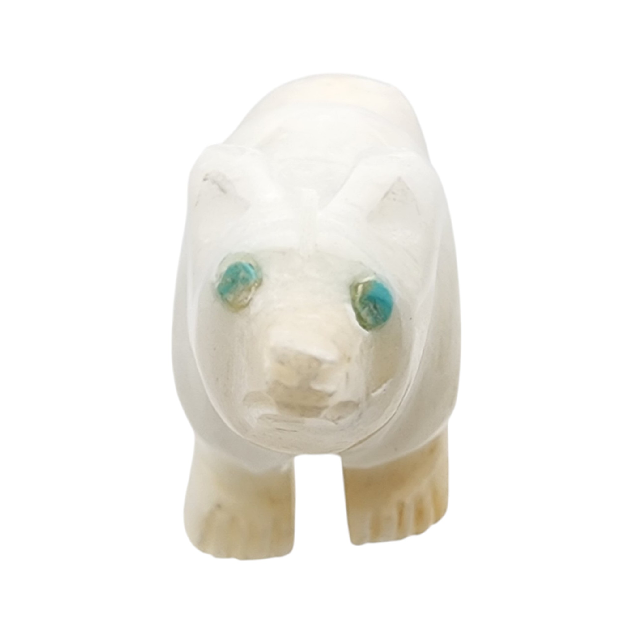 Zuni White Marble Bear Fetish Carving